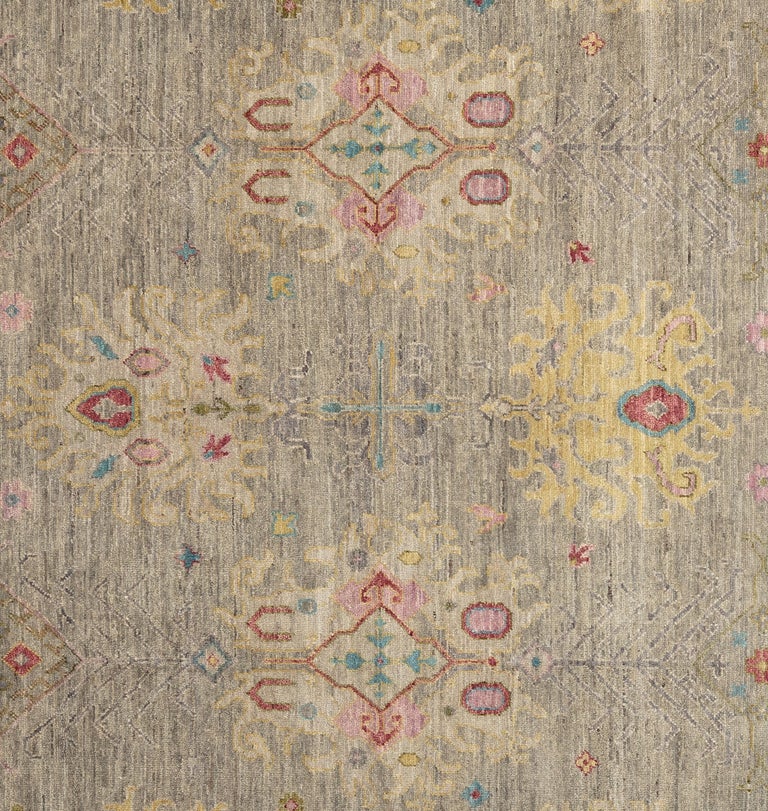 Colorful Turkish Tribal Oushak For Sale at 1stDibs