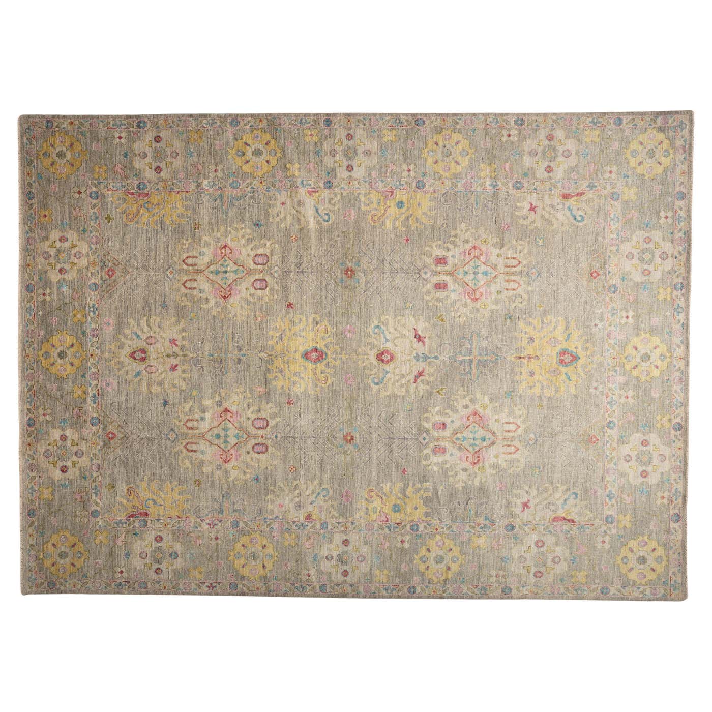 Colorful Turkish Tribal Oushak For Sale at 1stDibs