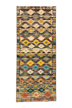 Colorful Turkish Tulu with Diamond Medallions