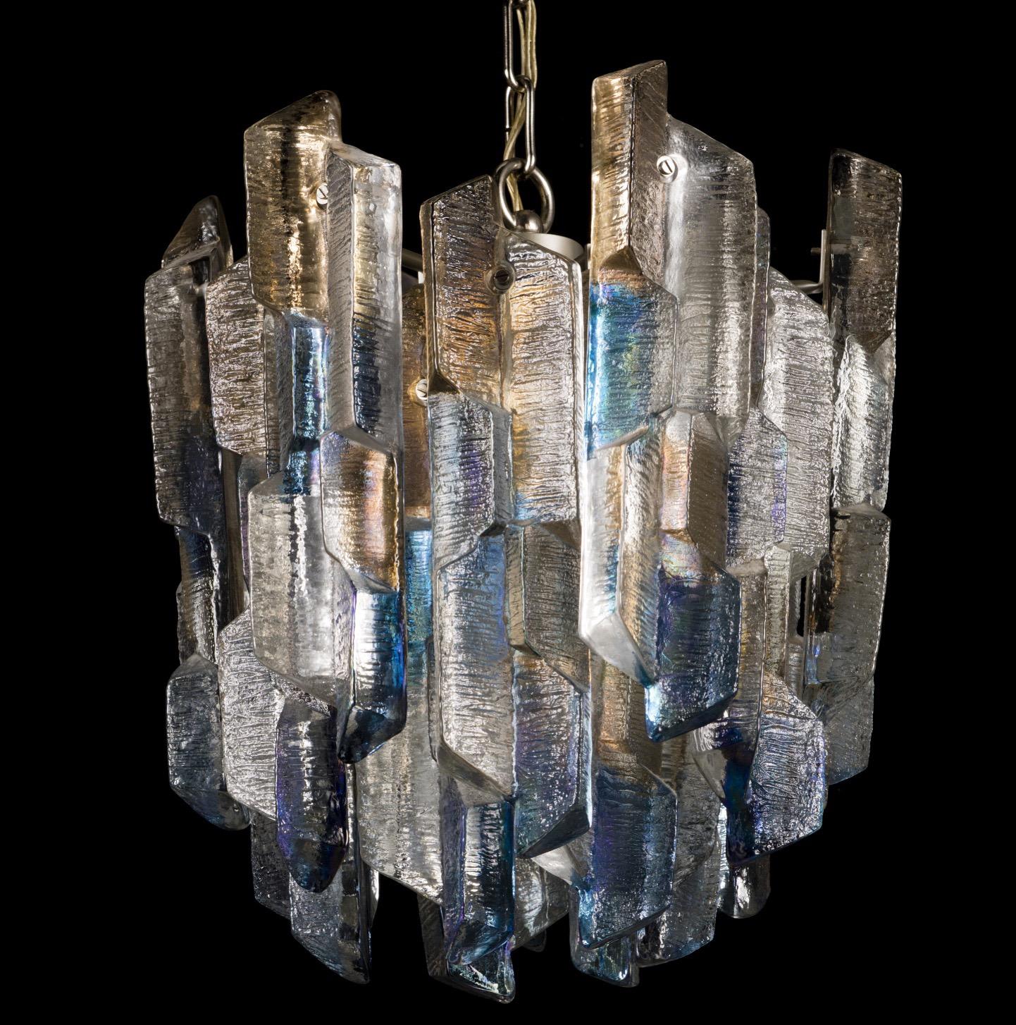 Mid-Century Modern Colorful Ultra Swanky Kalmar Ice Glass Chandelier, Austria, 1970 For Sale