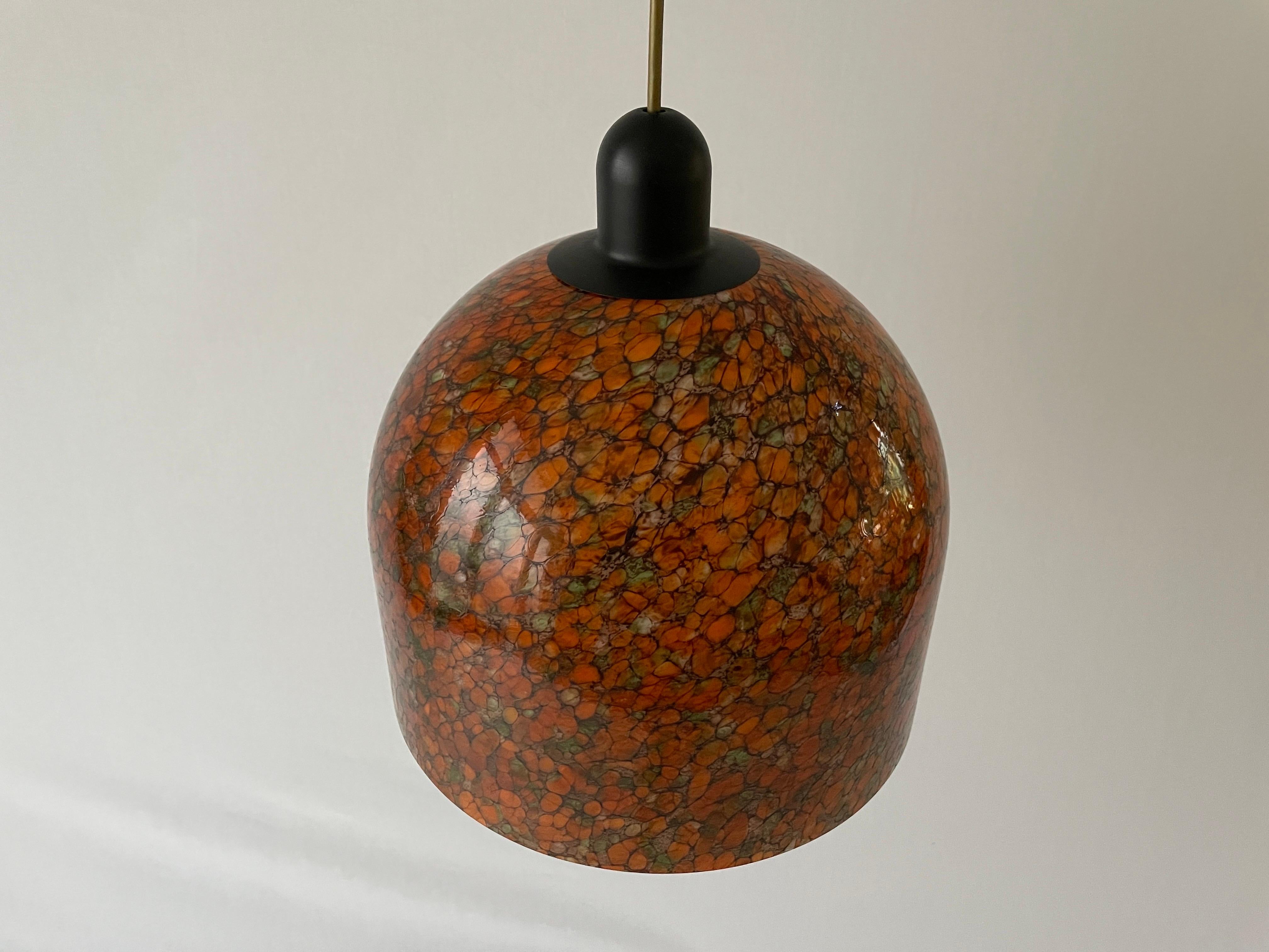 Colorful unique art glass ceiling lamp by Peill Putzler, 1960s, Germany

Mid-Century Modern charming pendant lamp.


Lampshade is in perfect condition.

Lampshade is in good condition and clean. 
This lamp works with E27 light bulb. 
Max 100W wired