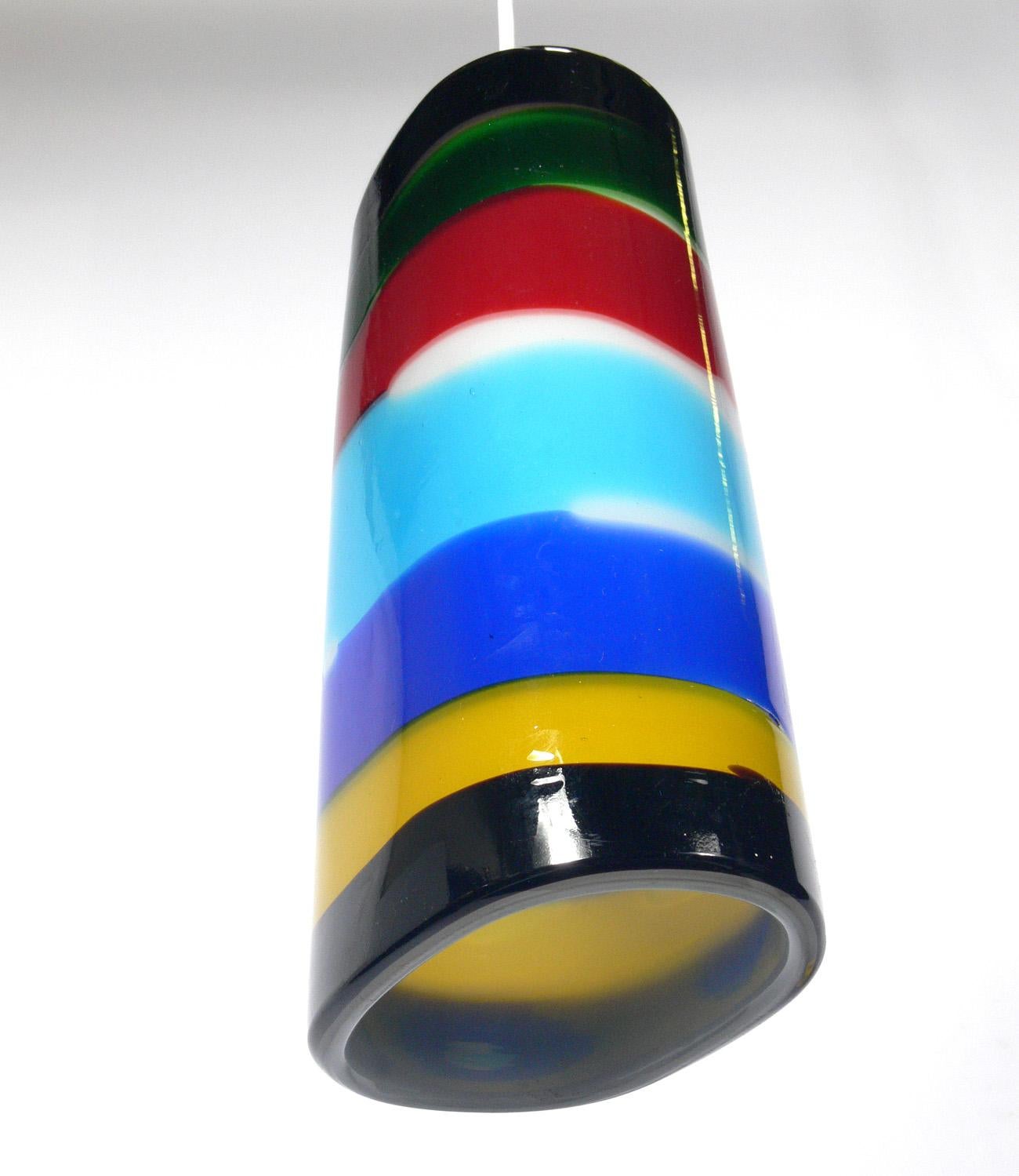 Mid-Century Modern Colorful Venini Fasce Orizzontali Pendant Lamp
