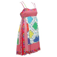 Vintage Colorful Versace Versus Pleated Sun Dress