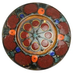 assiette en céramique gruenstadt 17" colorée 1960s 70s fat lava