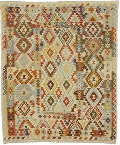 Colorful Vintage Afghani Shirvan Kilim Rug with Bohemian Tribal Style