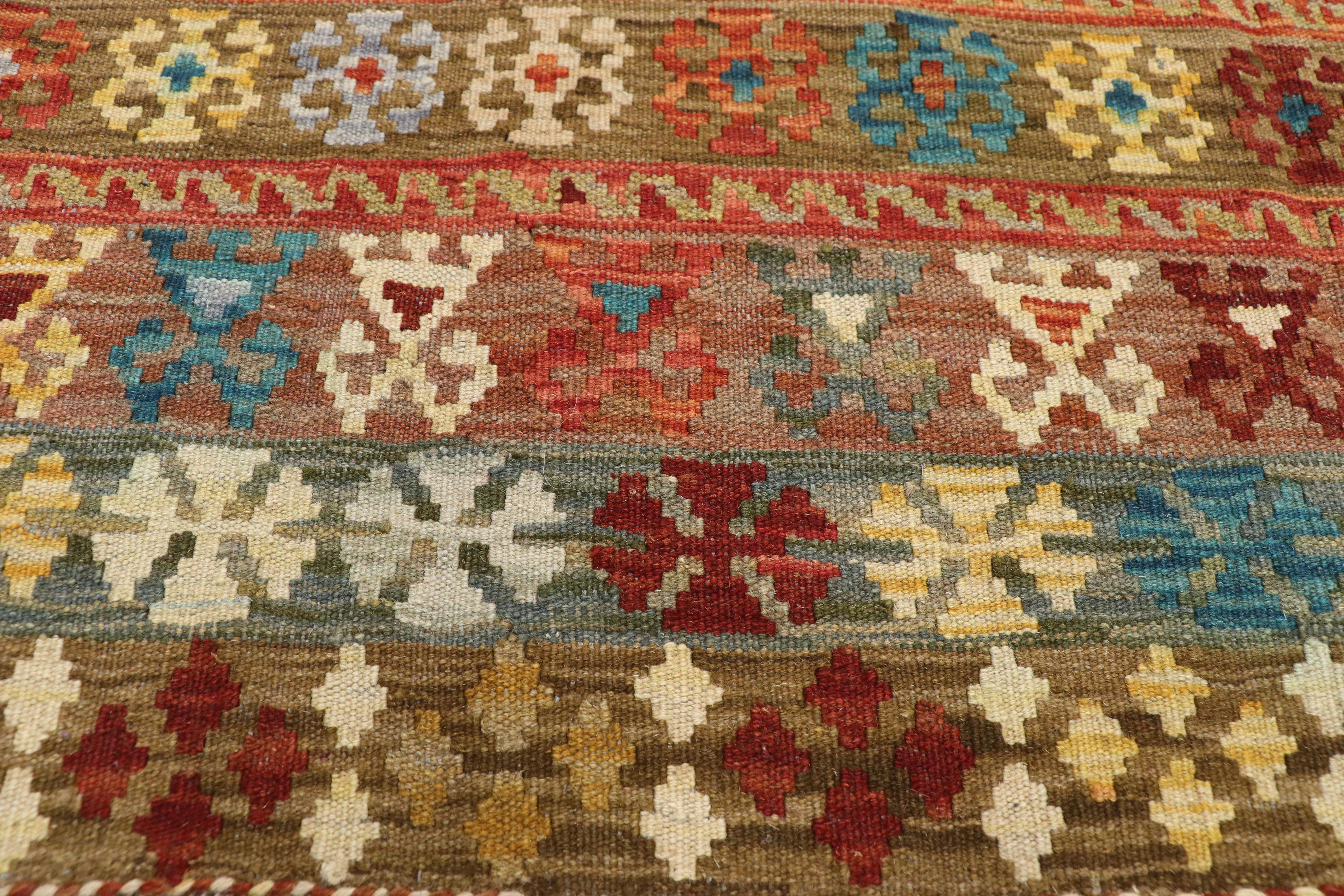 Vintage Afghan Kilim Rug, Southwest Desert Chic Meets Contemporary Santa Fe In Good Condition For Sale In Dallas, TX