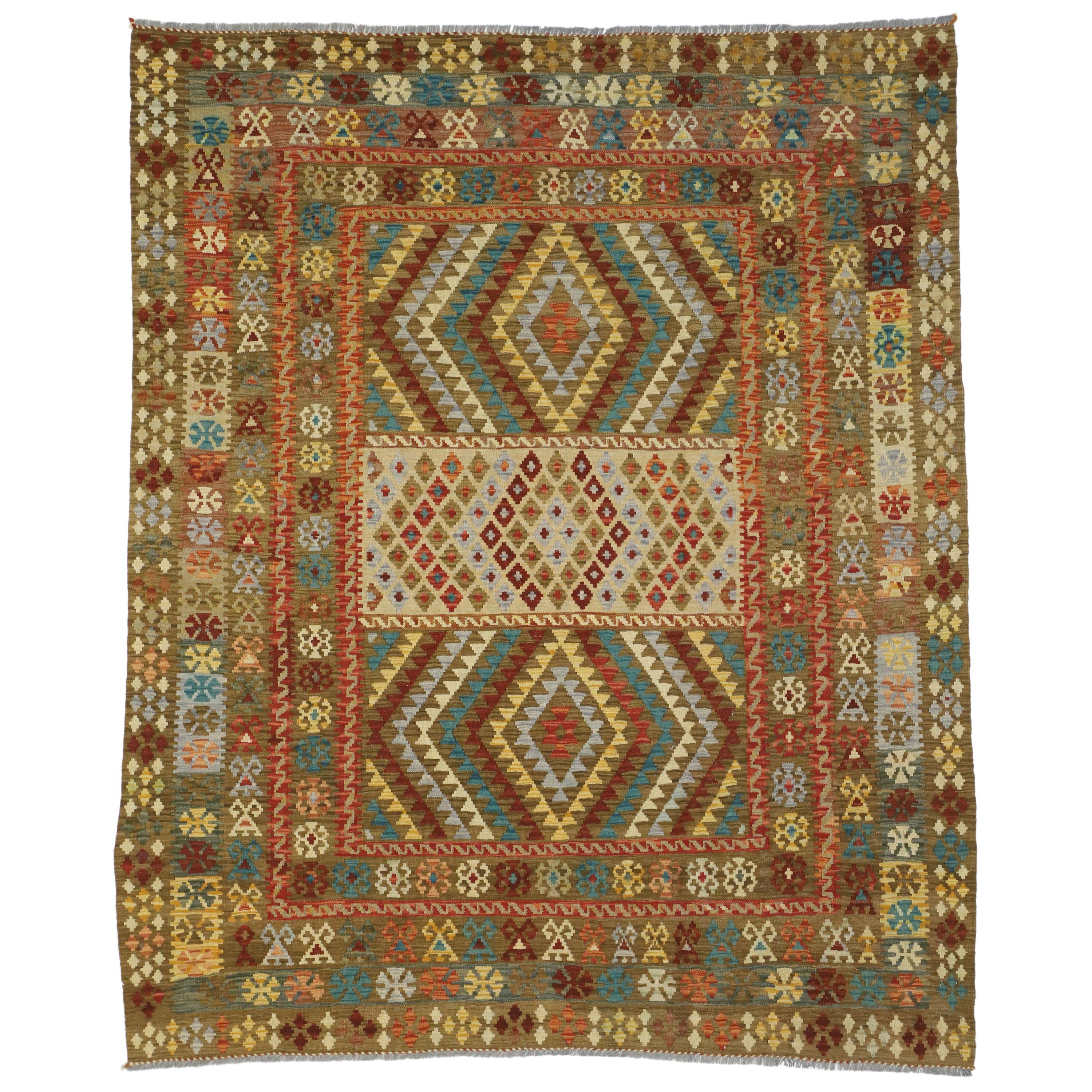 Afghanischer Vintage-Kelim-Teppich aus afghanischem Vintage, Südwest Desert Chic Meets Contemporary Santa Fe