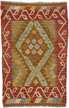 Vintage Afghani Shirvan Kilim Rug with Pacific Northwest Tribal Style