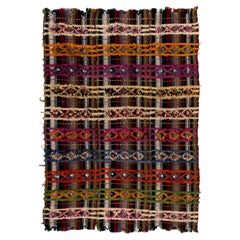 6.7x9 Ft Colorful Vintage Handmade Turkish Kilim Rug. Wool Flat-weave.