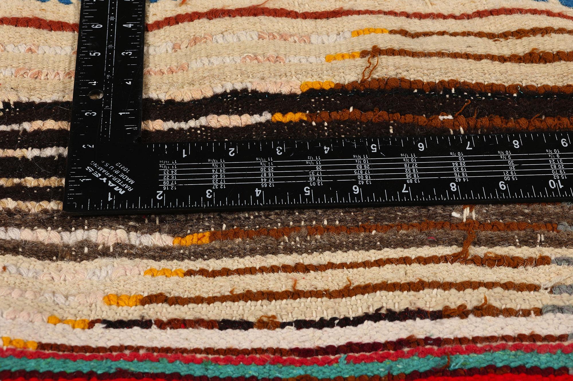 20th Century Colorful Vintage Berber Moroccan Azilal Rug, Cozy Boho Chic Meets Tribal Allure For Sale