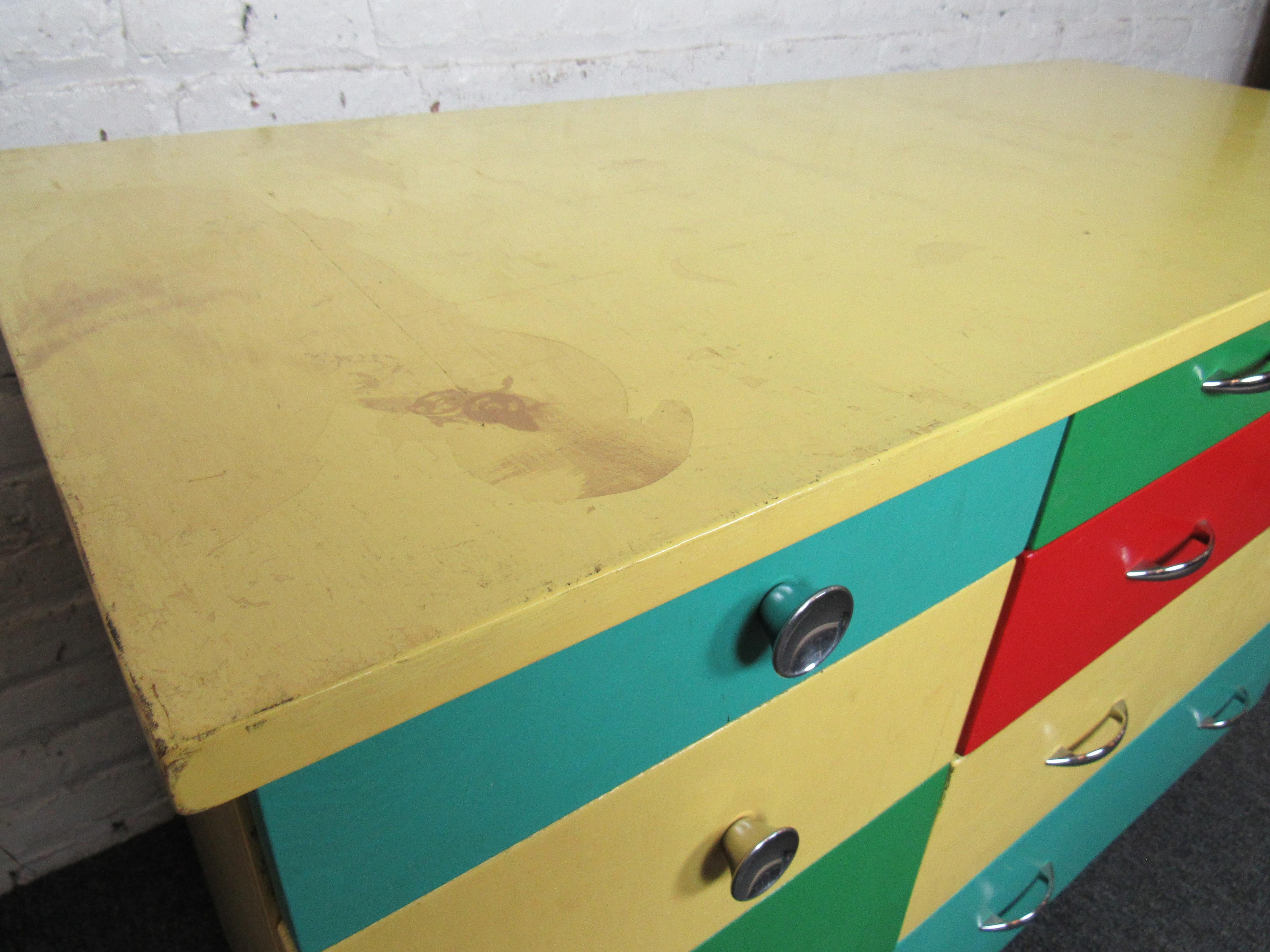 Metal Colorful Vintage Dresser