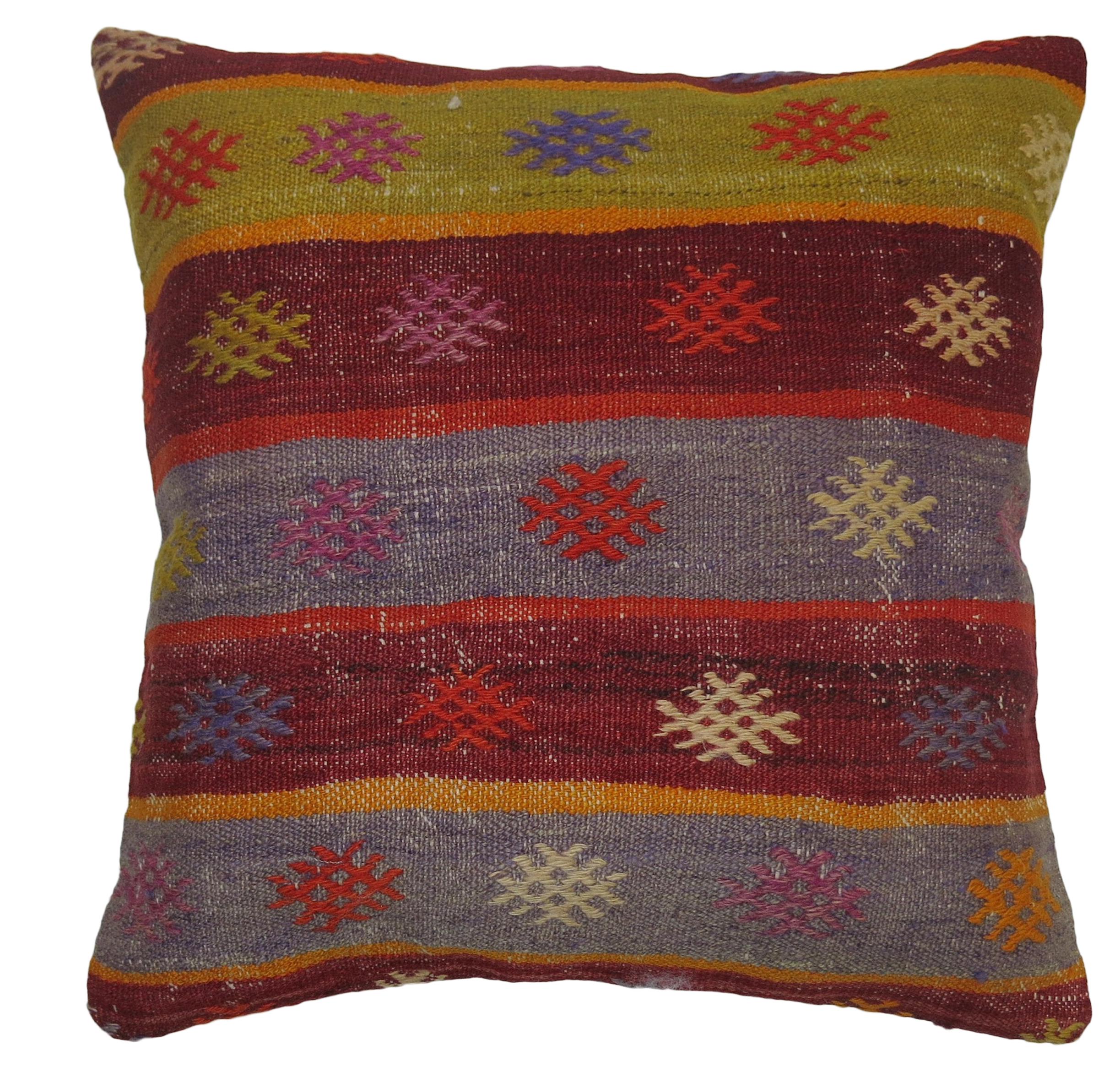 Colorful Vintage Kilim Pillow For Sale