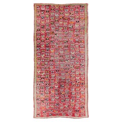 Tappeto Vintage Konya in rosso, verde acido e arancione 4' X 8'10"