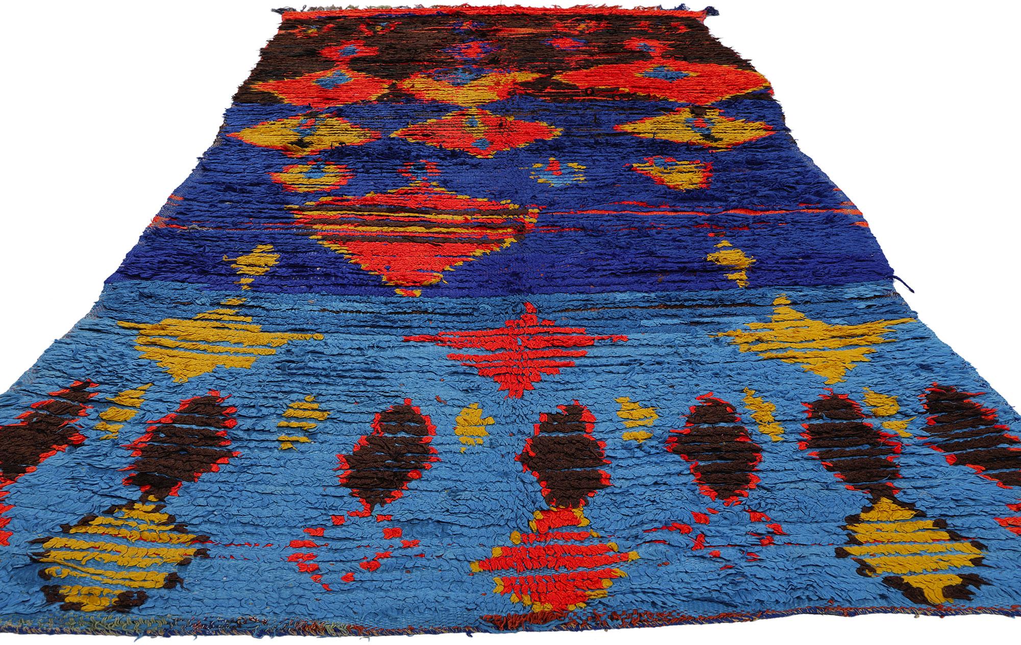 Hand-Knotted Colorful Vintage Moroccan Azilal Rug, Maximalist Boho Meets Tribal Enchantment For Sale