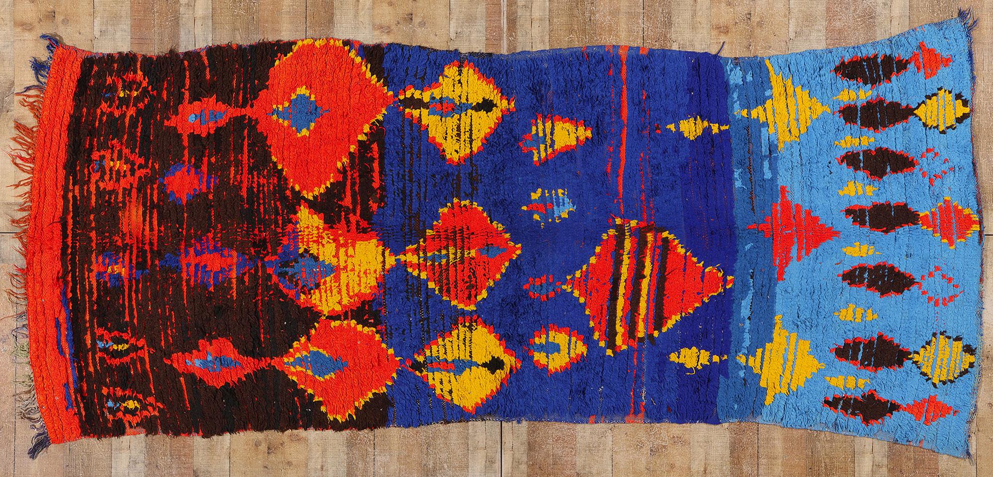 Colorful Vintage Moroccan Azilal Rug, Maximalist Boho Meets Tribal Enchantment For Sale 3