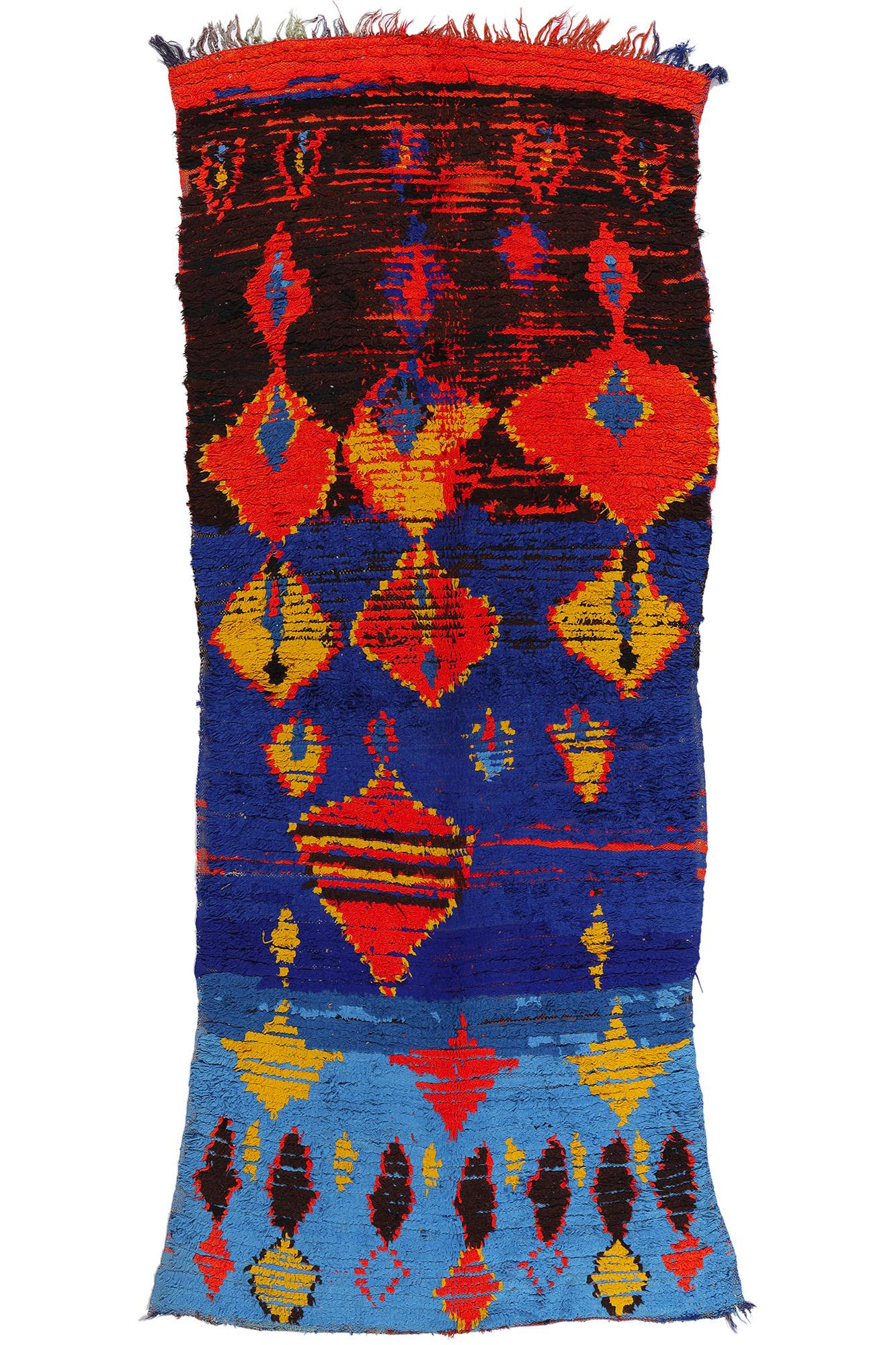 Tapis Azilal marocain coloré, Maximalist Boho rencontre l'enchantement tribal en vente