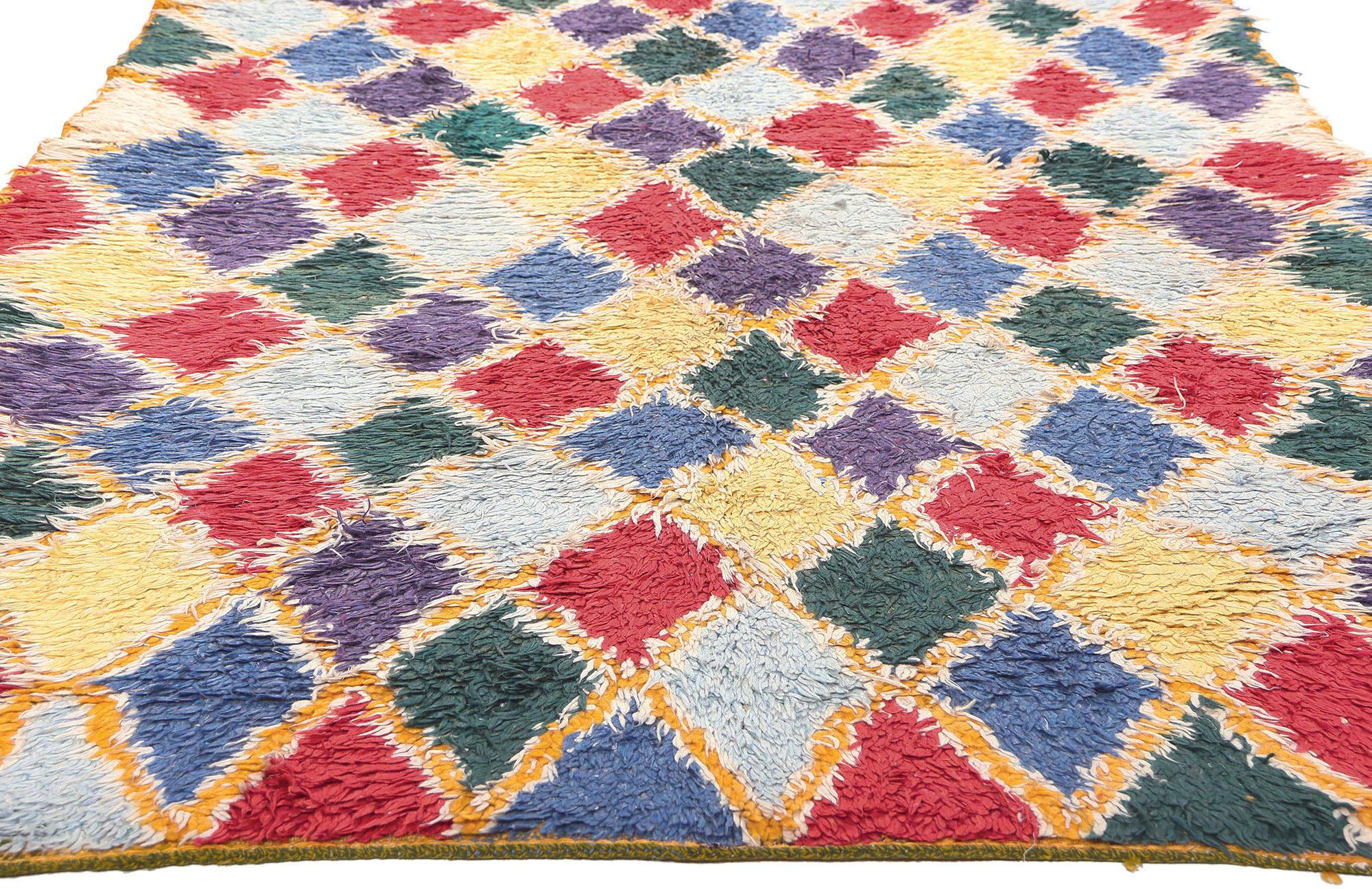 1950's Colorful Berber Moroccan Azilal Rug with Modern Tribal Style In Good Condition For Sale In Dallas, TX