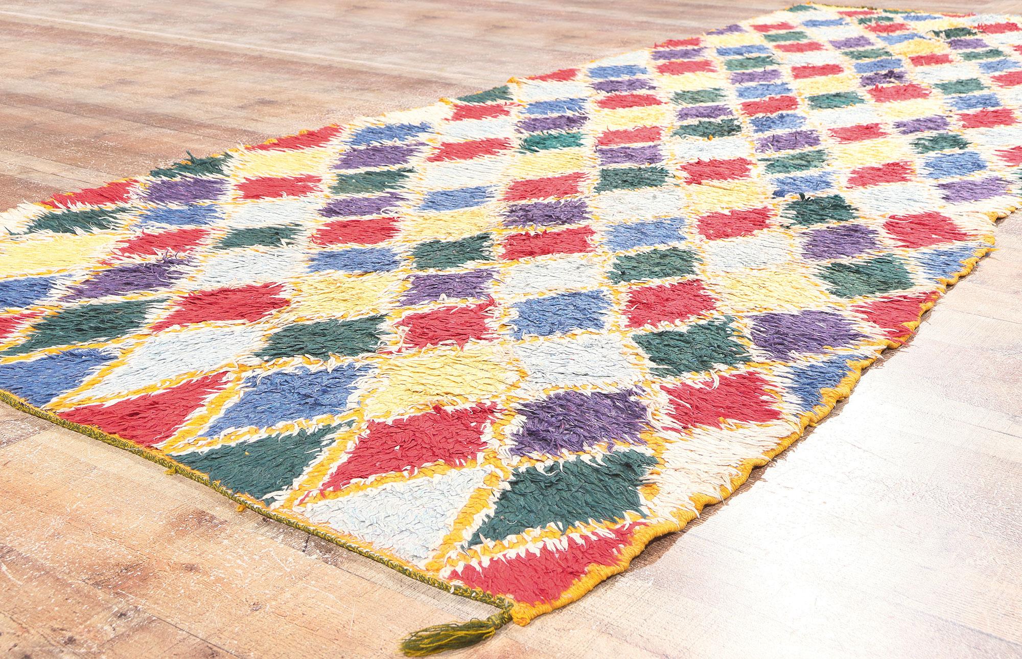 Colorful Vintage Moroccan Azilal Rug, Tribal Enchantment Meets Maximalist Style For Sale 1