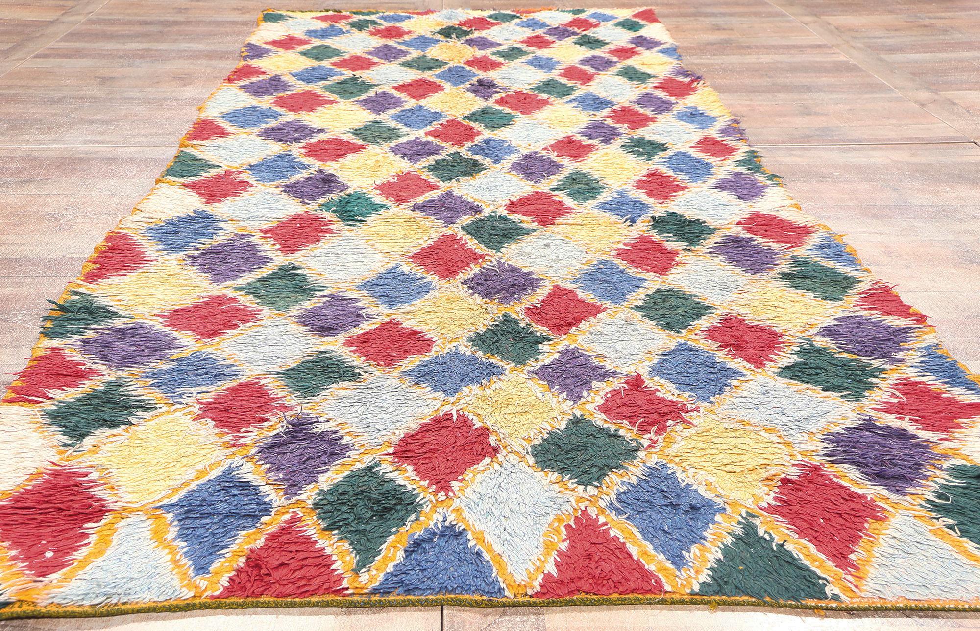 Colorful Vintage Moroccan Azilal Rug, Tribal Enchantment Meets Maximalist Style For Sale 2
