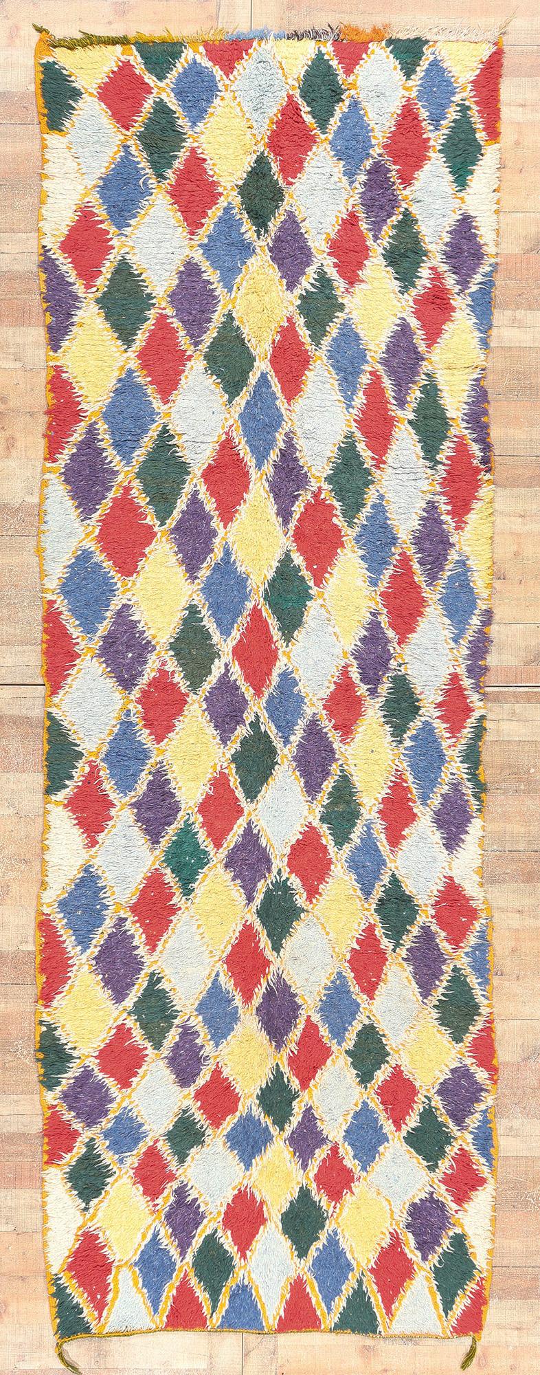 Colorful Vintage Moroccan Azilal Rug, Tribal Enchantment Meets Maximalist Style For Sale 3