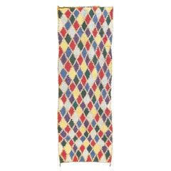 Tapis Azilal marocain vintage coloré, enchantement tribal rencontre style Maximaliste