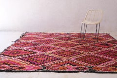 Colorful Vintage Moroccan Beni M'Guild Rug with Checkered Diamond Design