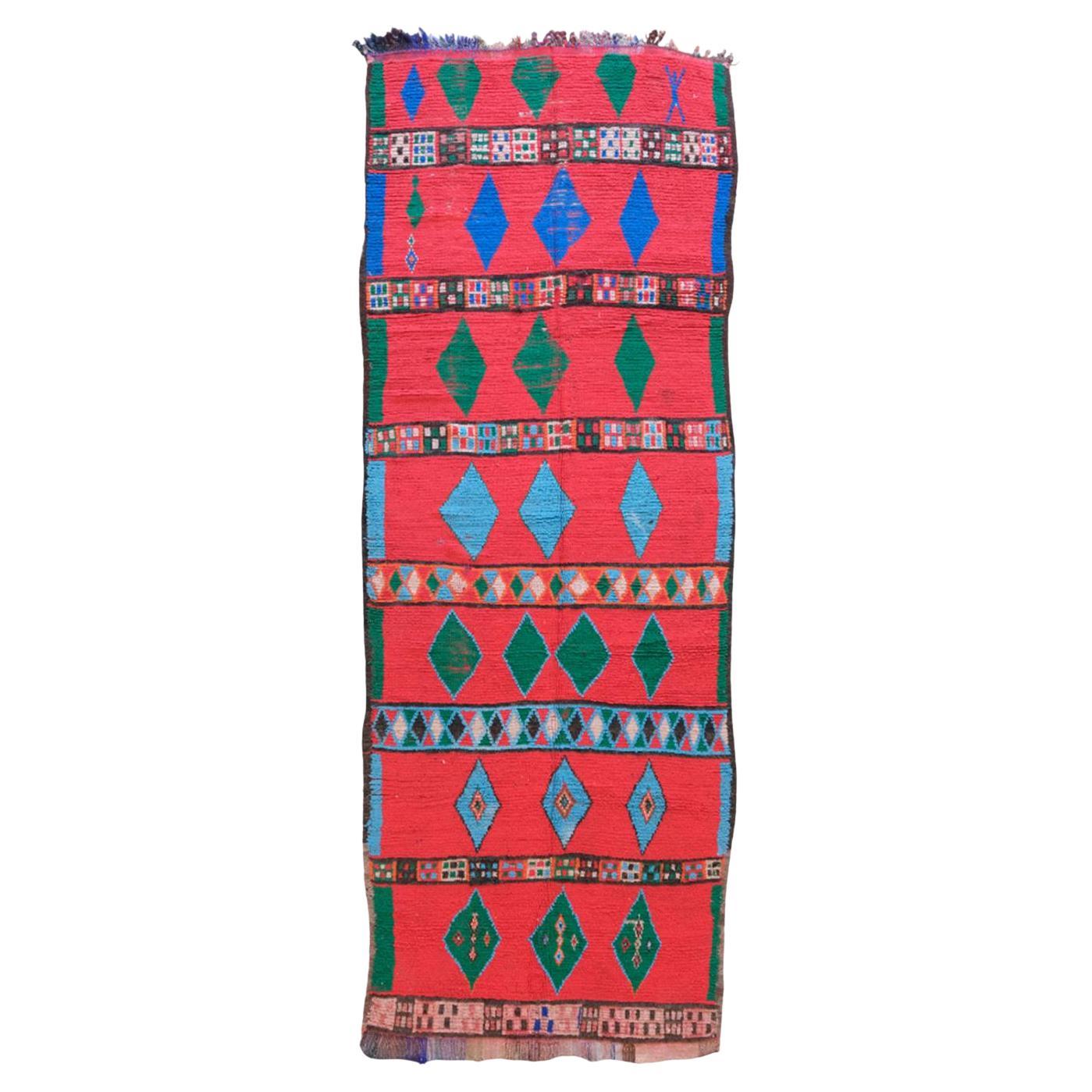 Colorful Vintage Moroccan Boujaad Rug Runner