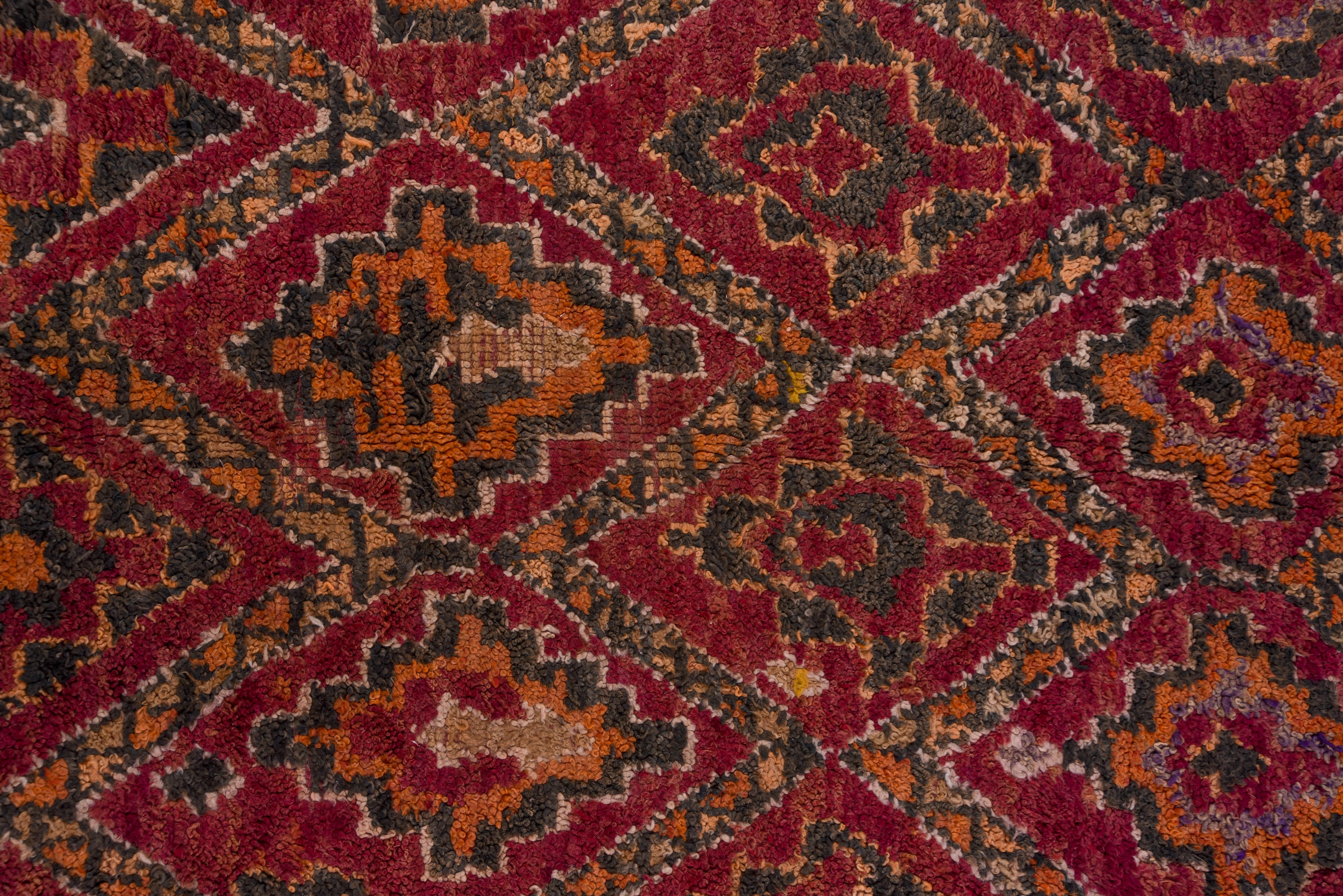 Colorful Vintage Moroccan Gallery Carpet, Tribal Pattern, Boho Chic In Good Condition For Sale In New York, NY