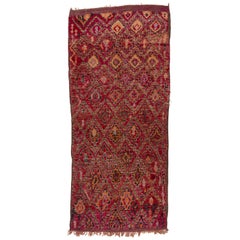 Colorful Vintage Moroccan Gallery Carpet, Tribal Pattern, Boho Chic