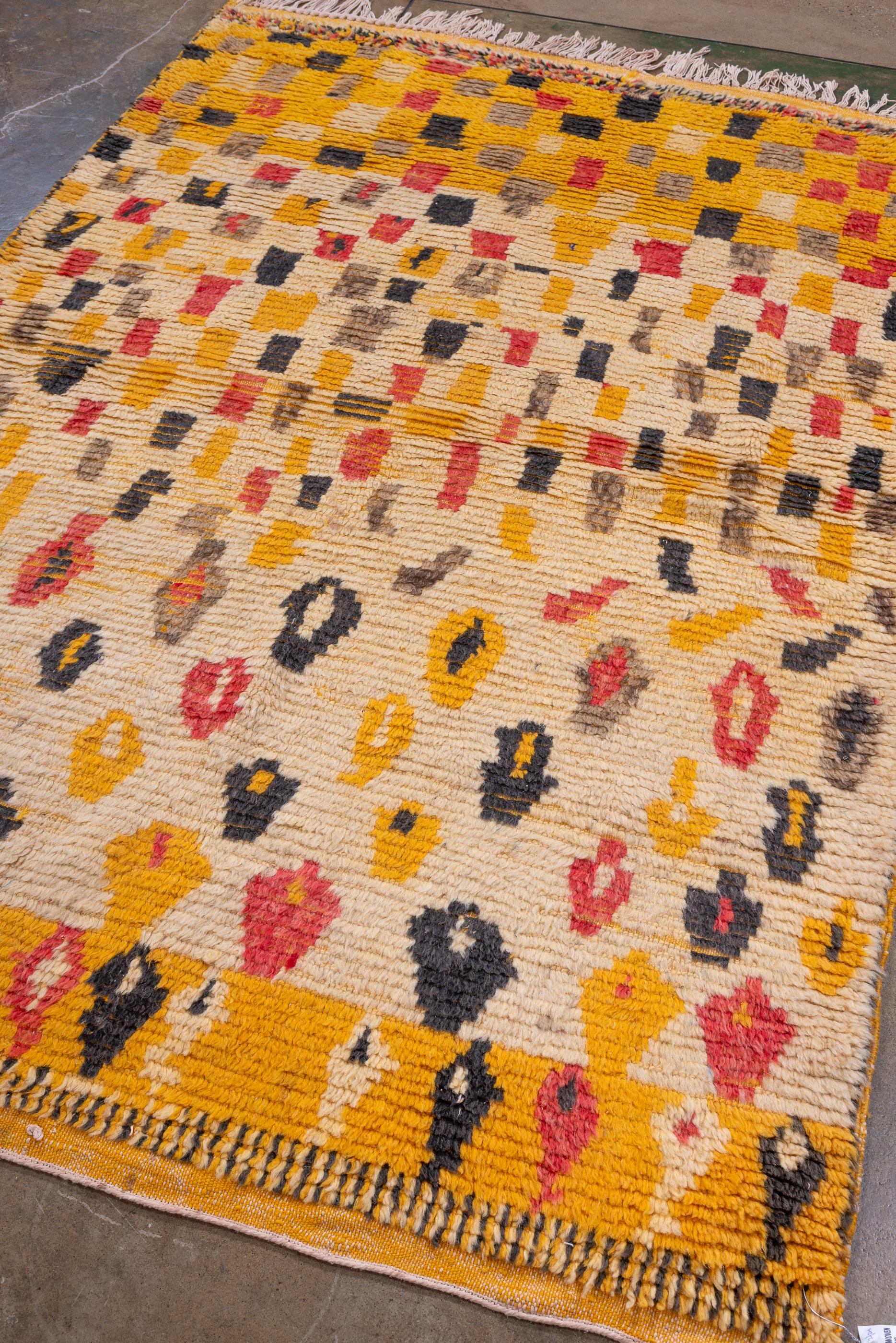 Hand-Knotted Colorful Vintage Moroccan Rug For Sale