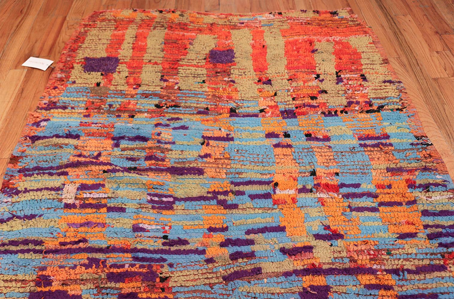 Wool Colorful Vintage Moroccan Rug. Size: 5 ft 2 in x 10 ft (1.57 m x 3.05 m)