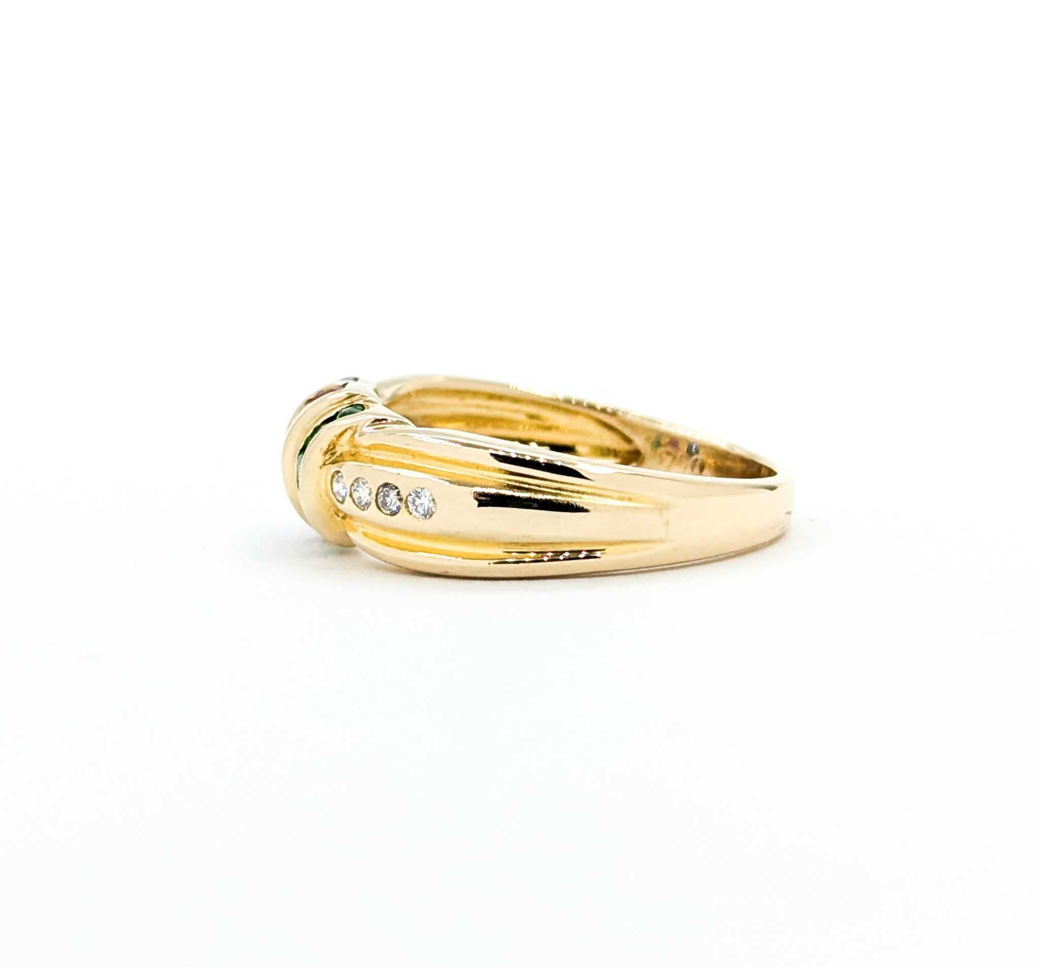 Bunte Vintage Multi-Edelsteine & Diamant-Ring in 18k Gelbgold (Retro) im Angebot
