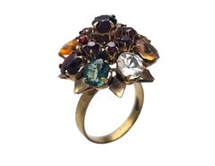 Estate Gemstone Ring Vintage Princess Ruby Garnet Citrine Tiger Eye Quartz Ring