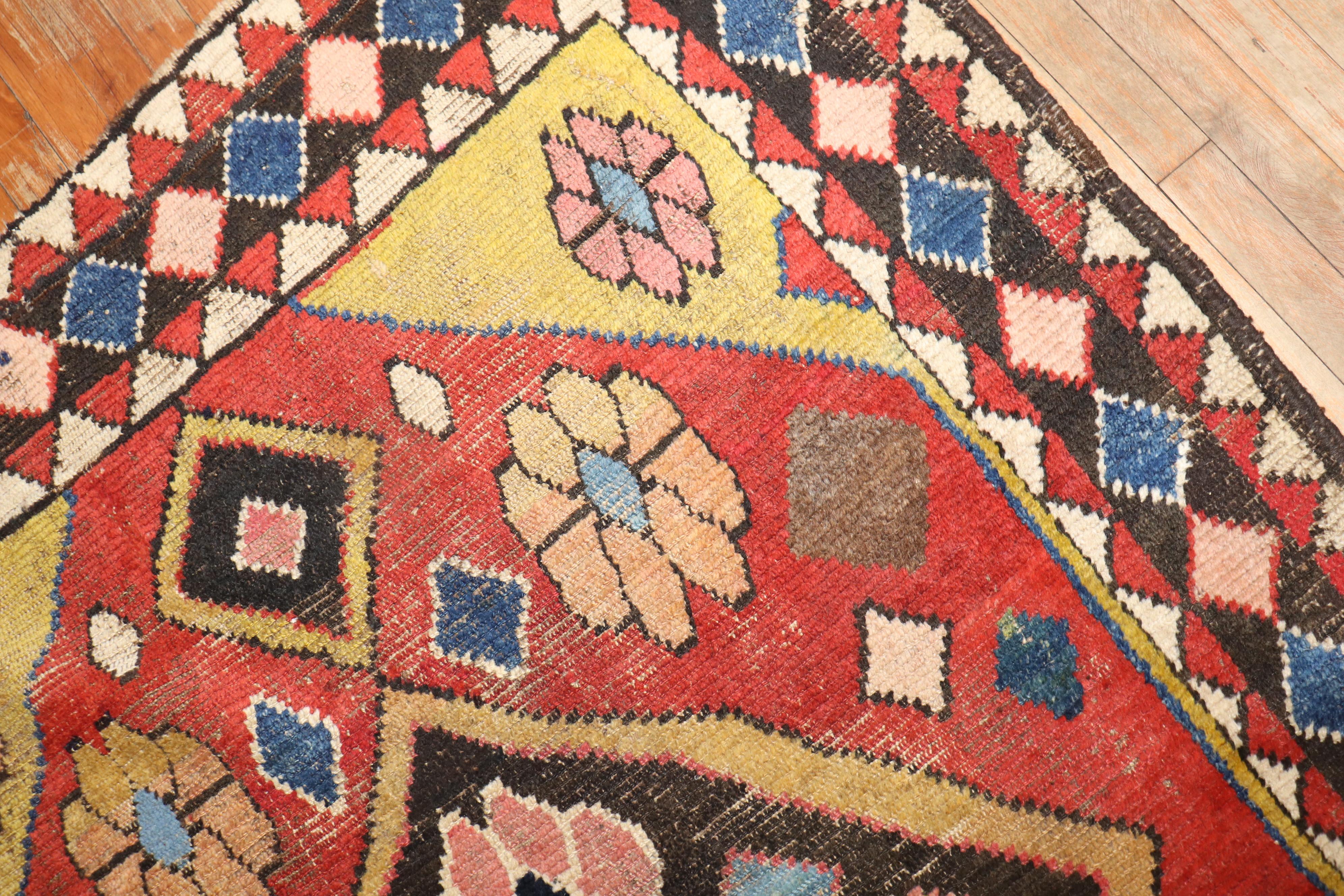 Hand-Knotted Colorful Vintage Persian Gabbeh Rug For Sale