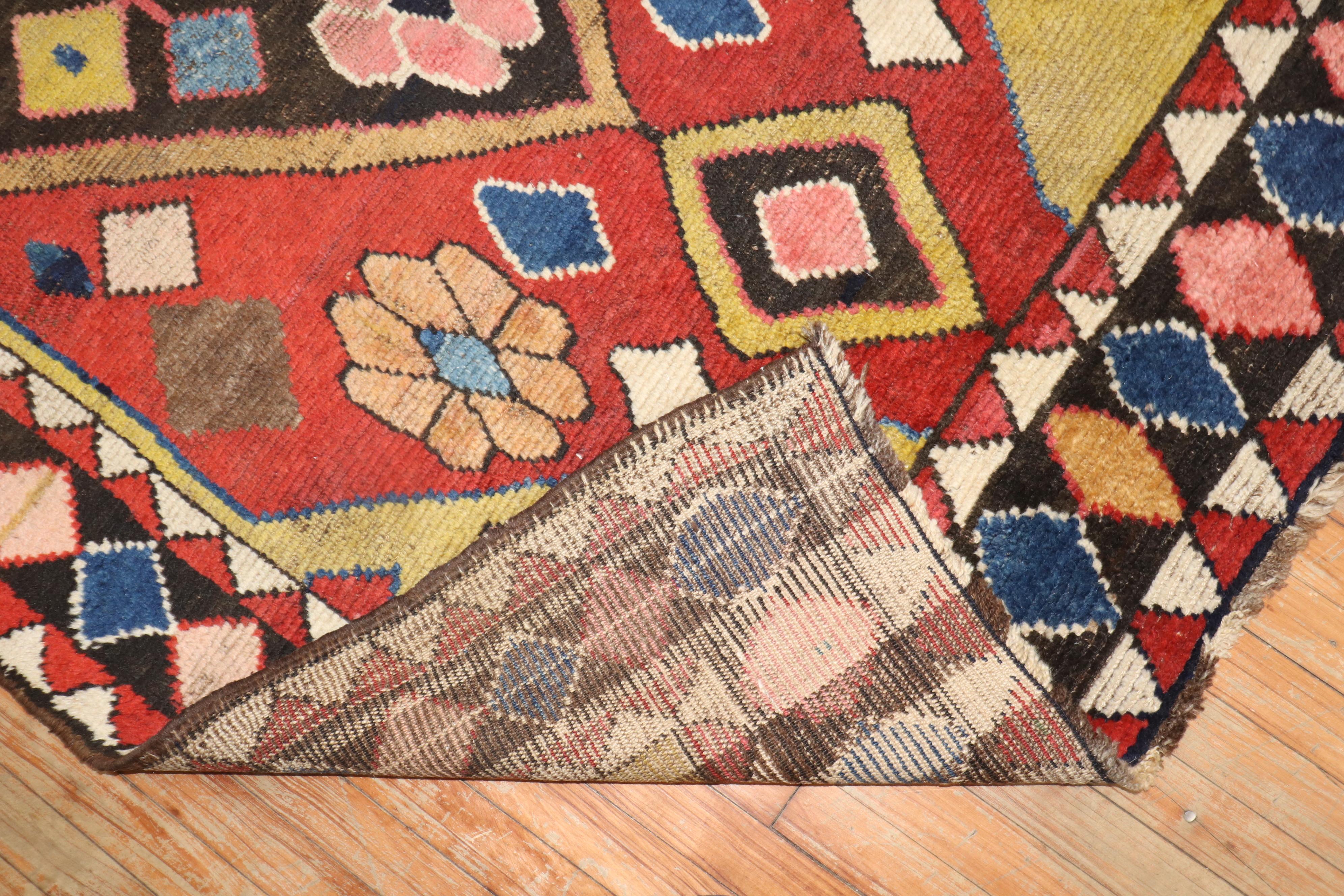 Colorful Vintage Persian Gabbeh Rug In Fair Condition For Sale In New York, NY