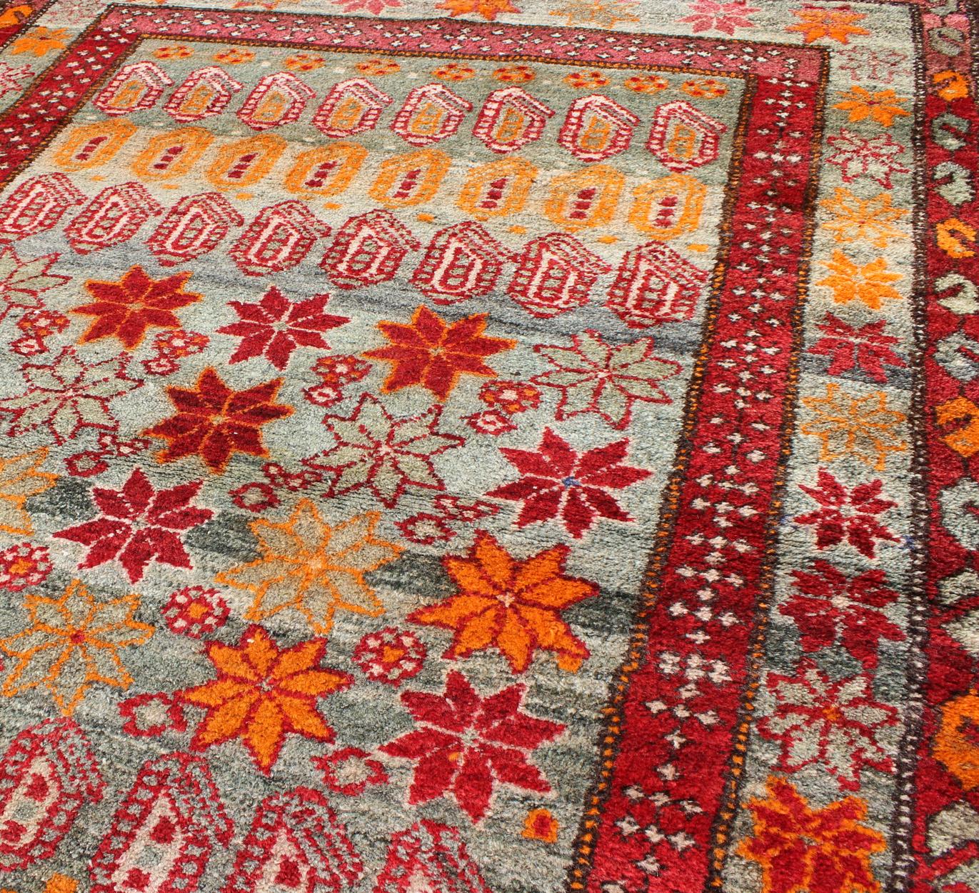 Colorful Vintage Persian Hamedan Rug with All-Over Motif Design For Sale 2