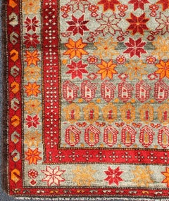 Antique Persian Hamadan Rug with Colorful Star Motif and Repeating Medallion