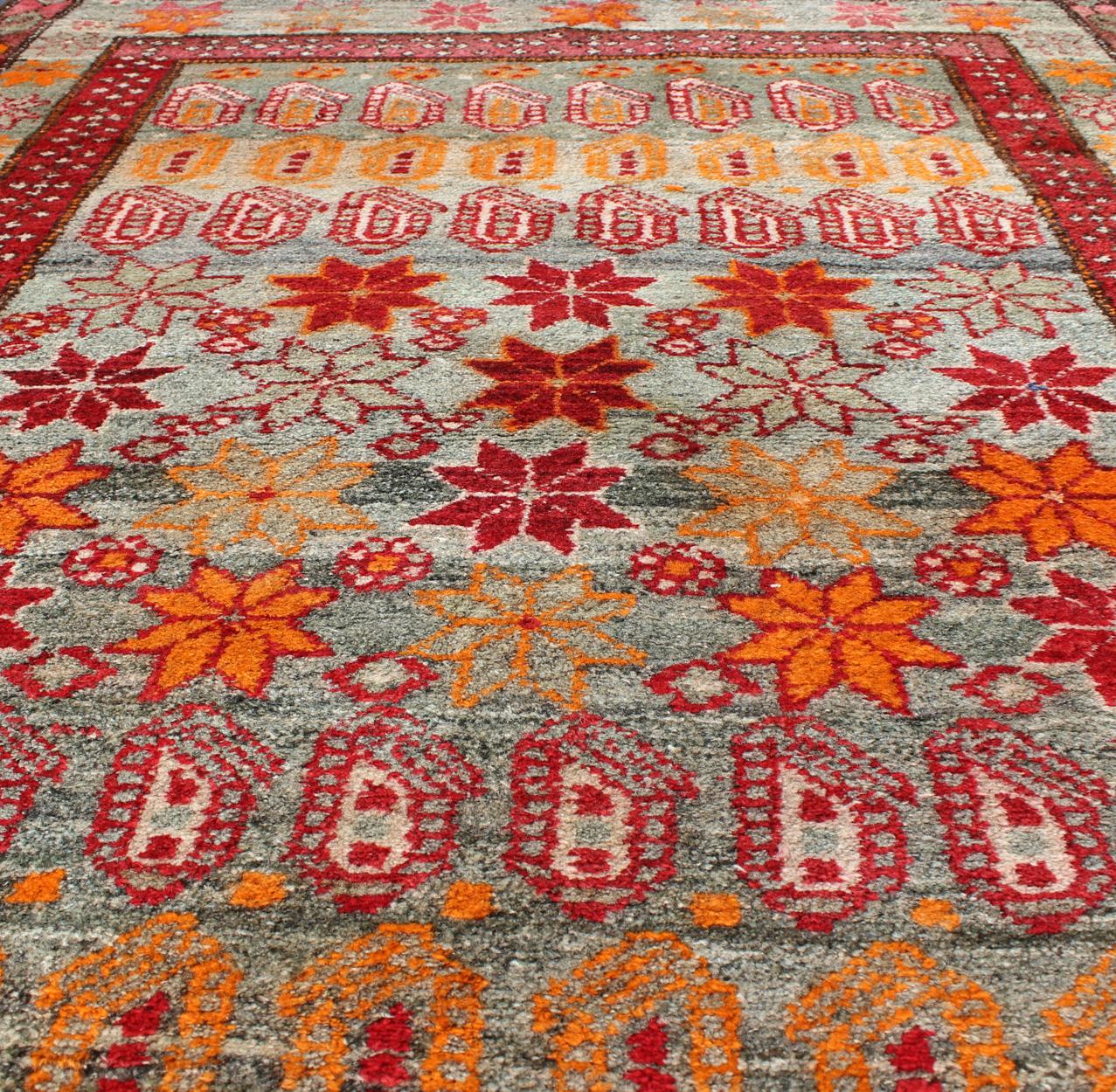 Mid-20th Century Colorful Vintage Persian Hamedan Rug with All-Over Motif Design For Sale