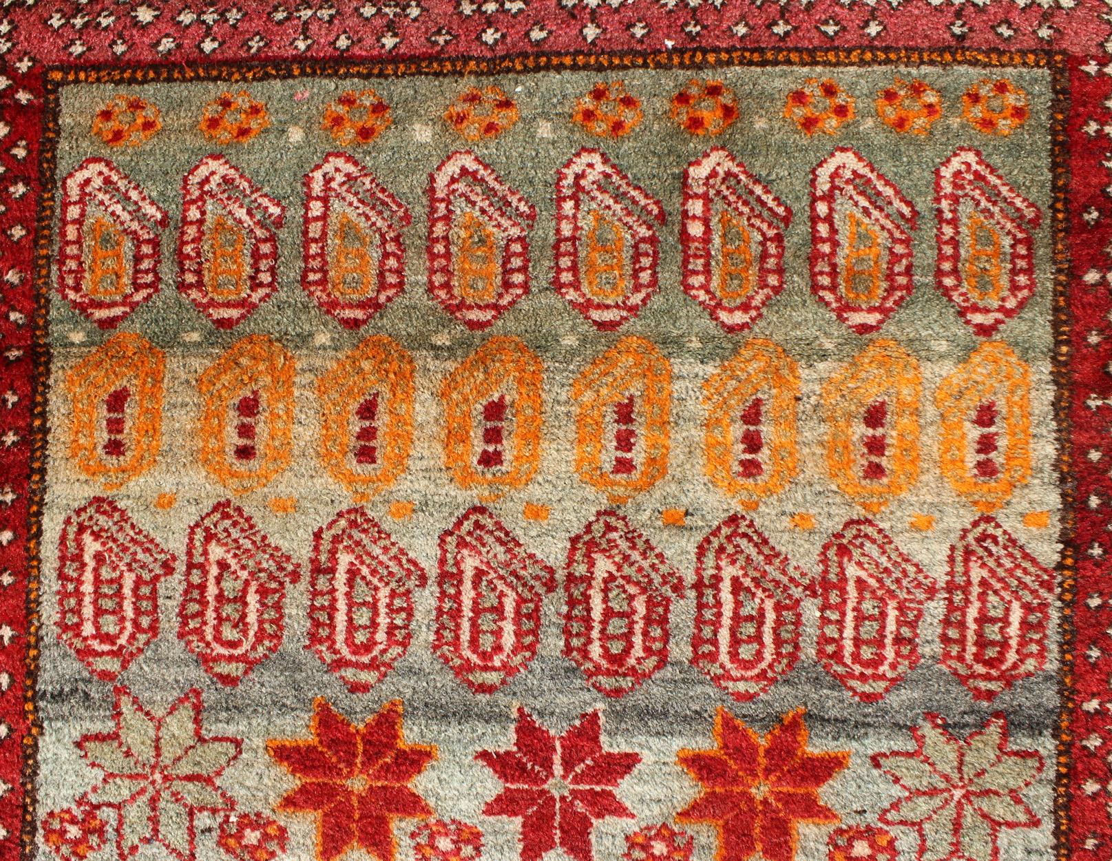 Colorful Vintage Persian Hamedan Rug with All-Over Motif Design For Sale 1