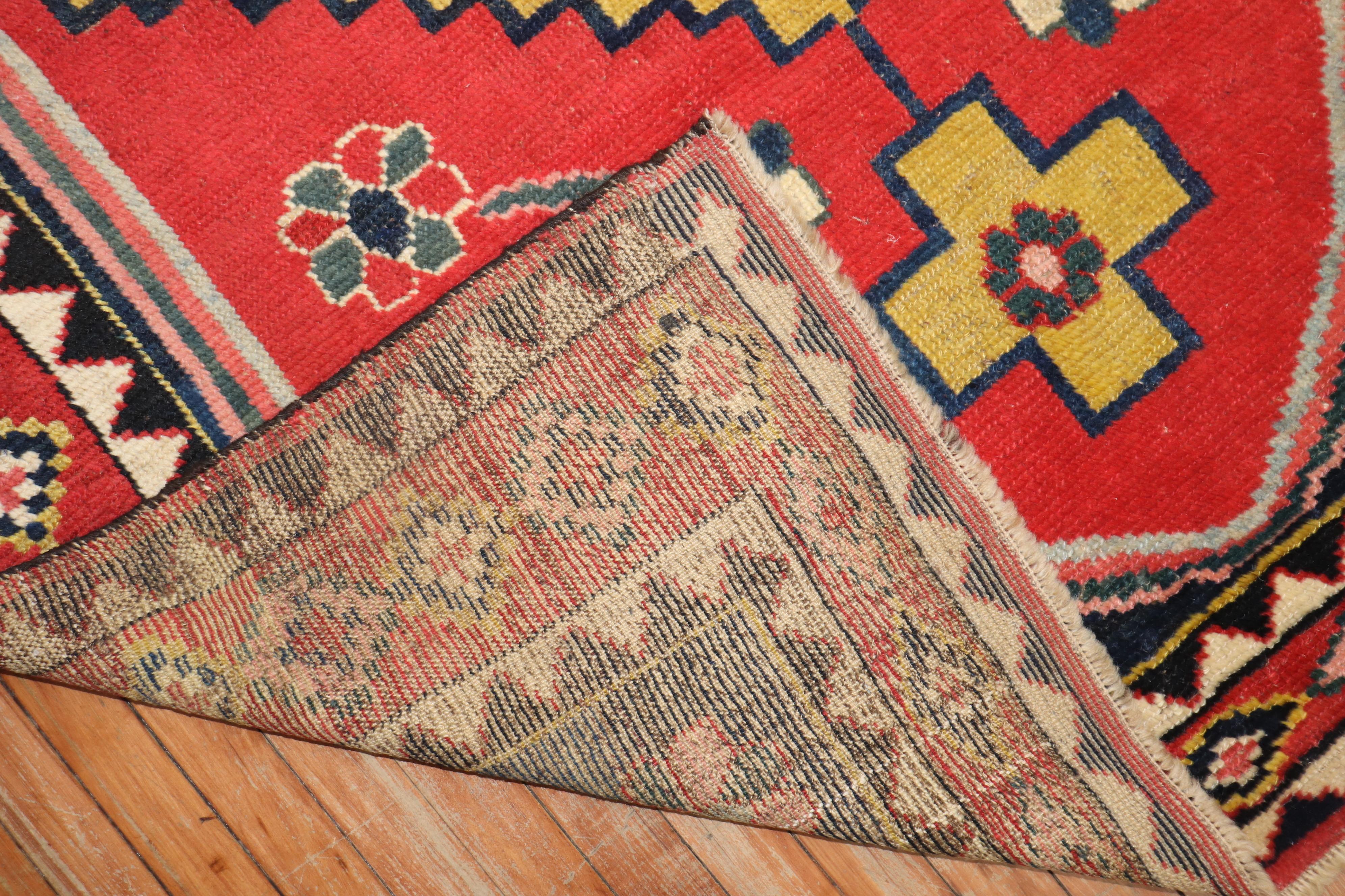Hand-Knotted Colorful Vintage Persian Square Gabbeh Rug For Sale