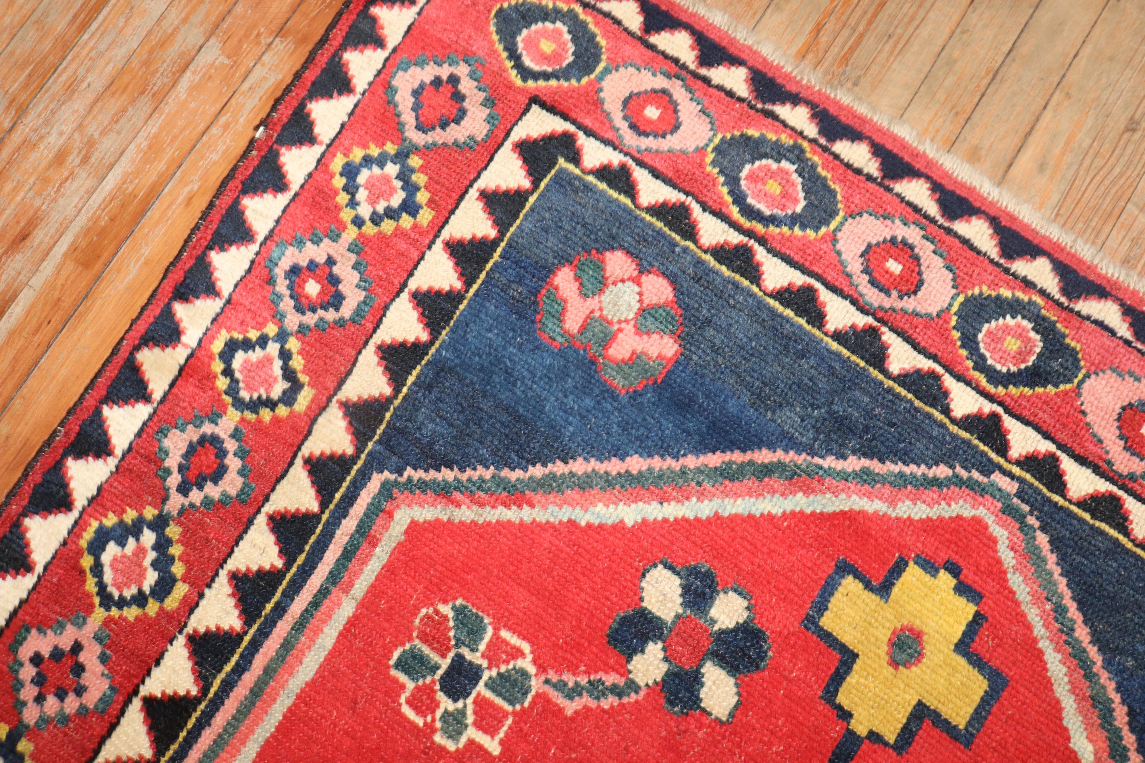 Colorful Vintage Persian Square Gabbeh Rug In Good Condition For Sale In New York, NY