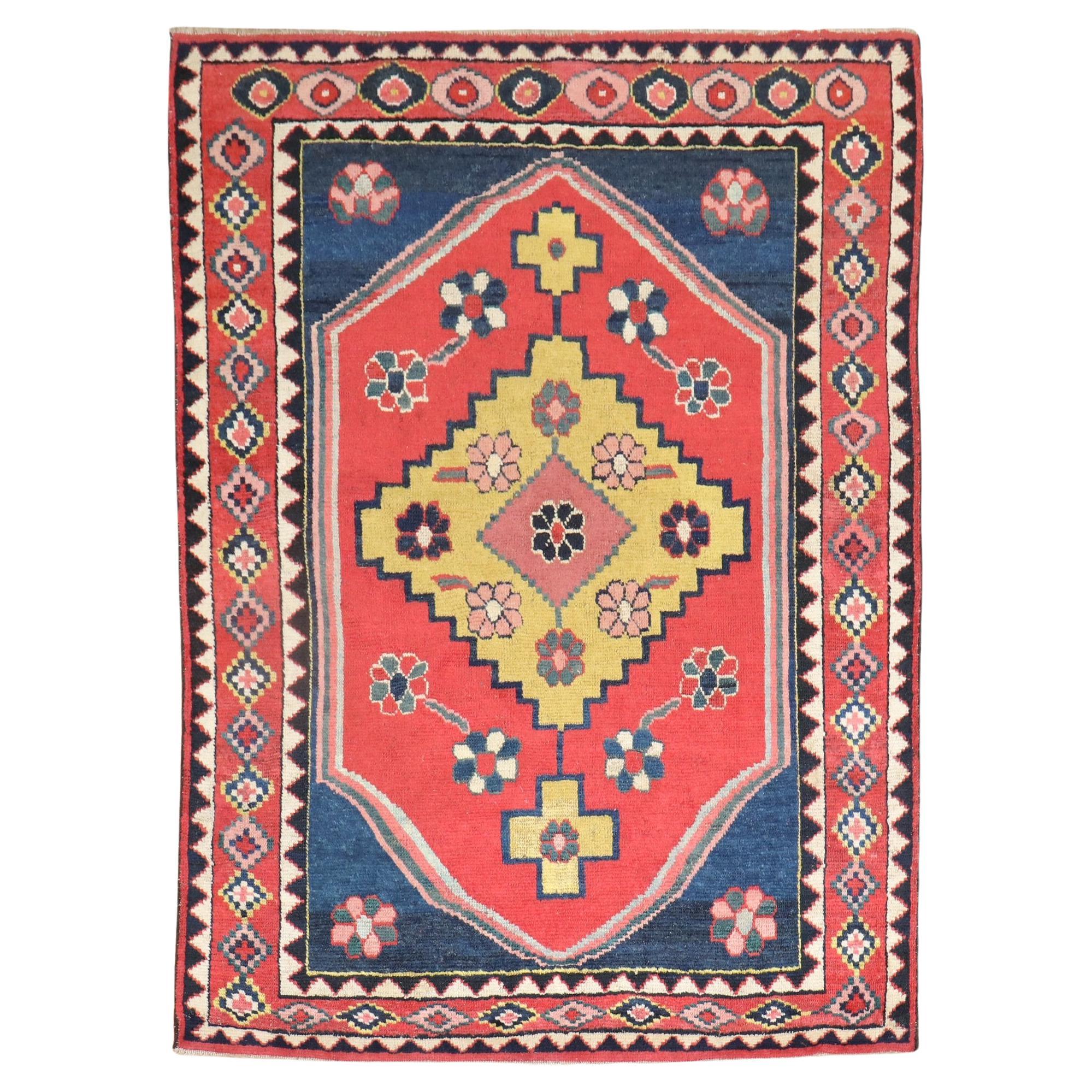 Bunter quadratischer Gabbeh-Teppich im Vintage-Stil aus Persien