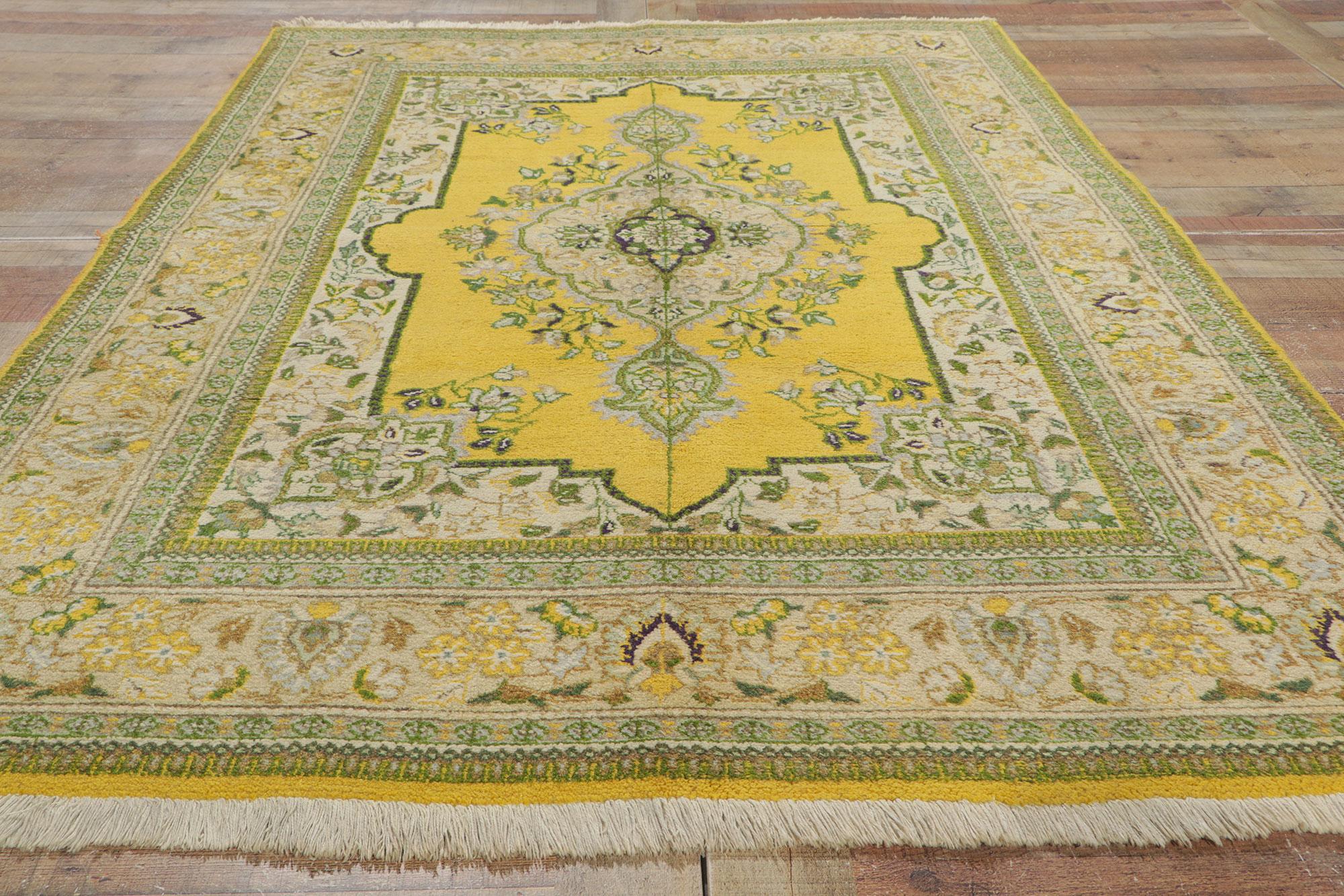 Colorful Vintage Persian Tabriz Rug with Vibrant Earth-Tone Colors For Sale 2