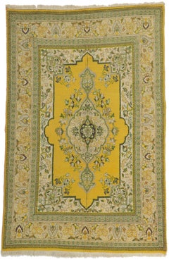 Colorful Vintage Persian Tabriz Rug with Vibrant Earth-Tone Colors