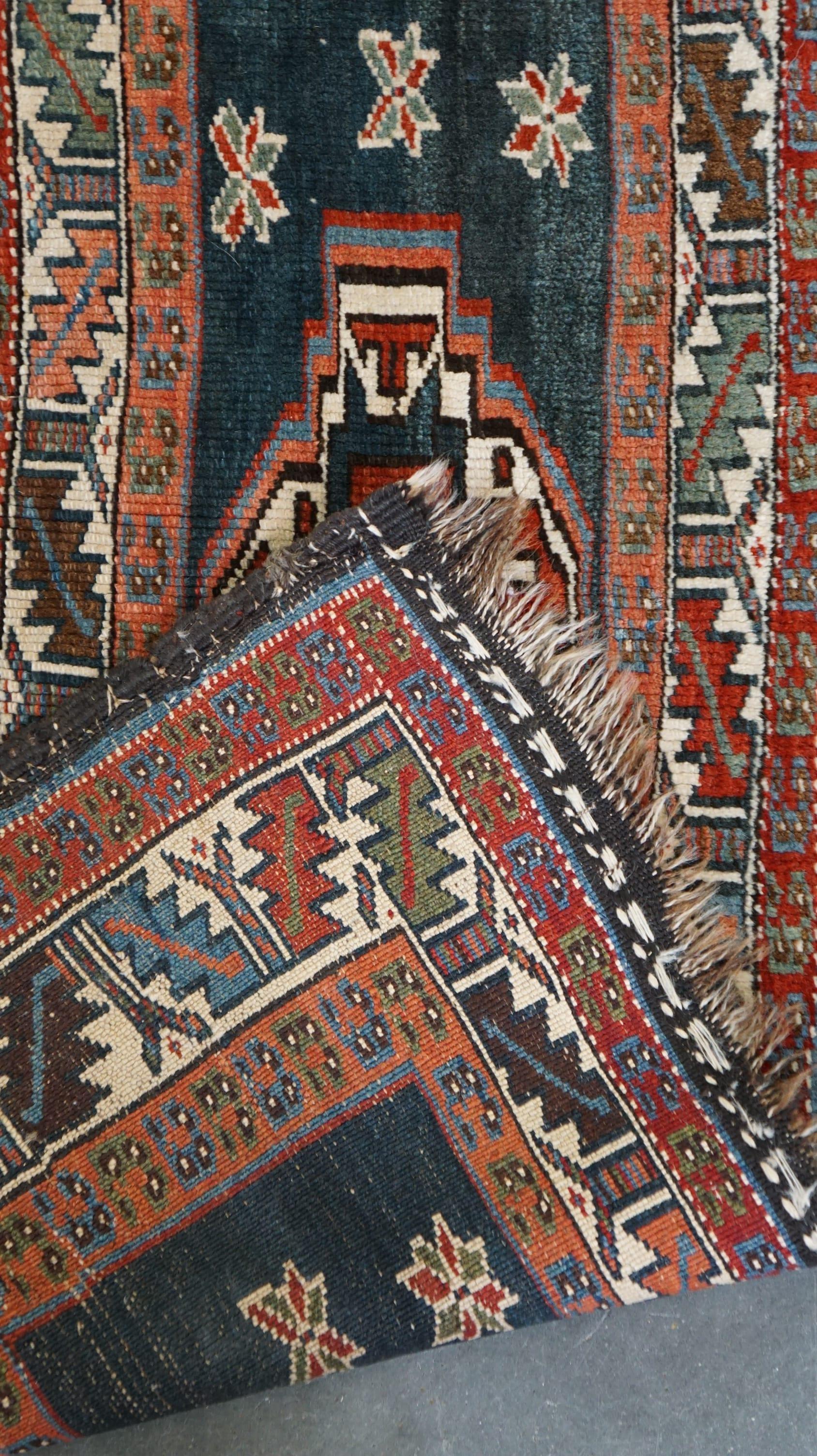 Bunter Vintage-Teppich/ Läufer im orientalischen Stil 102x38cm im Angebot 1
