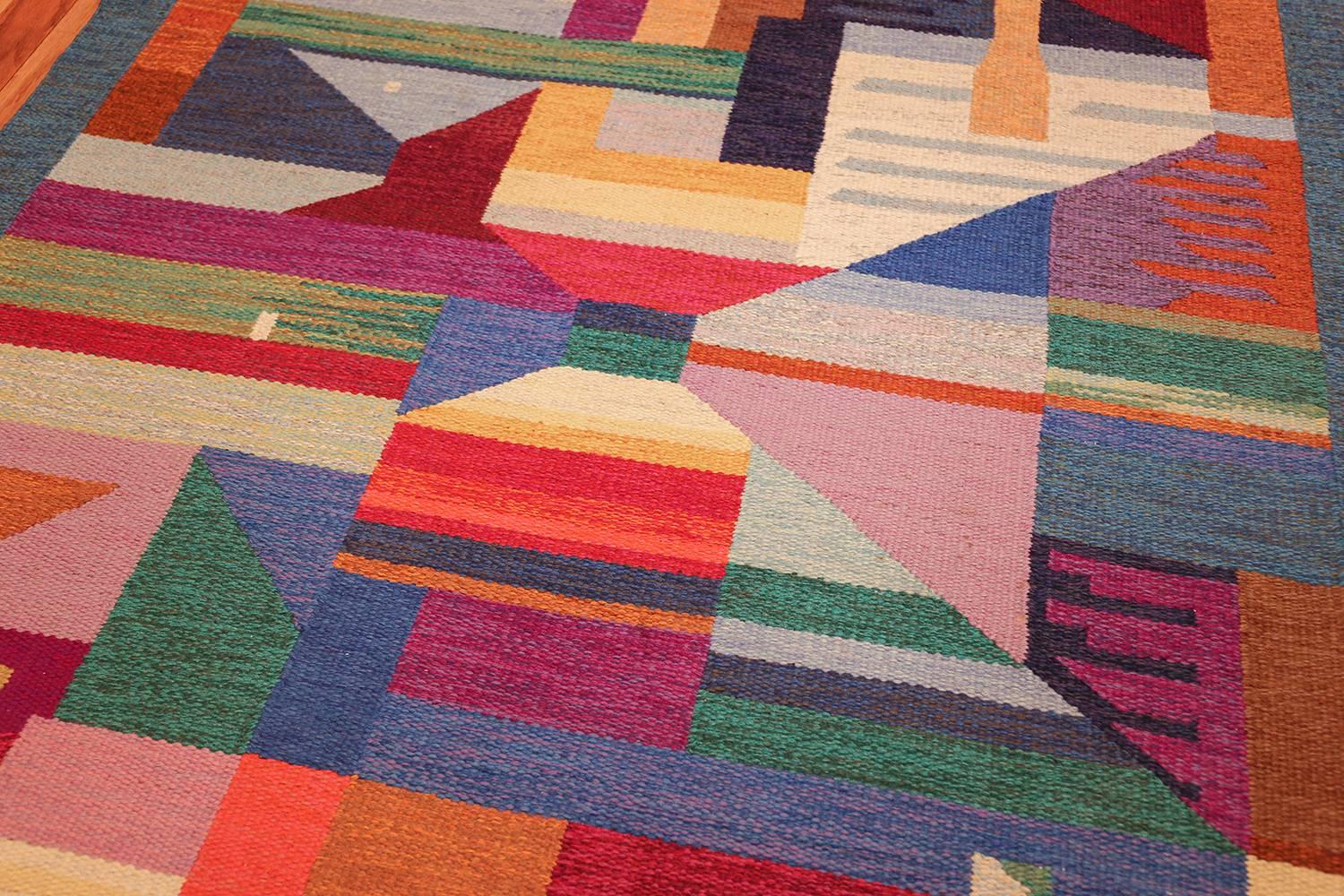 20th Century Colorful Vintage Scandinavian Kilim Rug by Agda Osterberg. Size: 5' 5