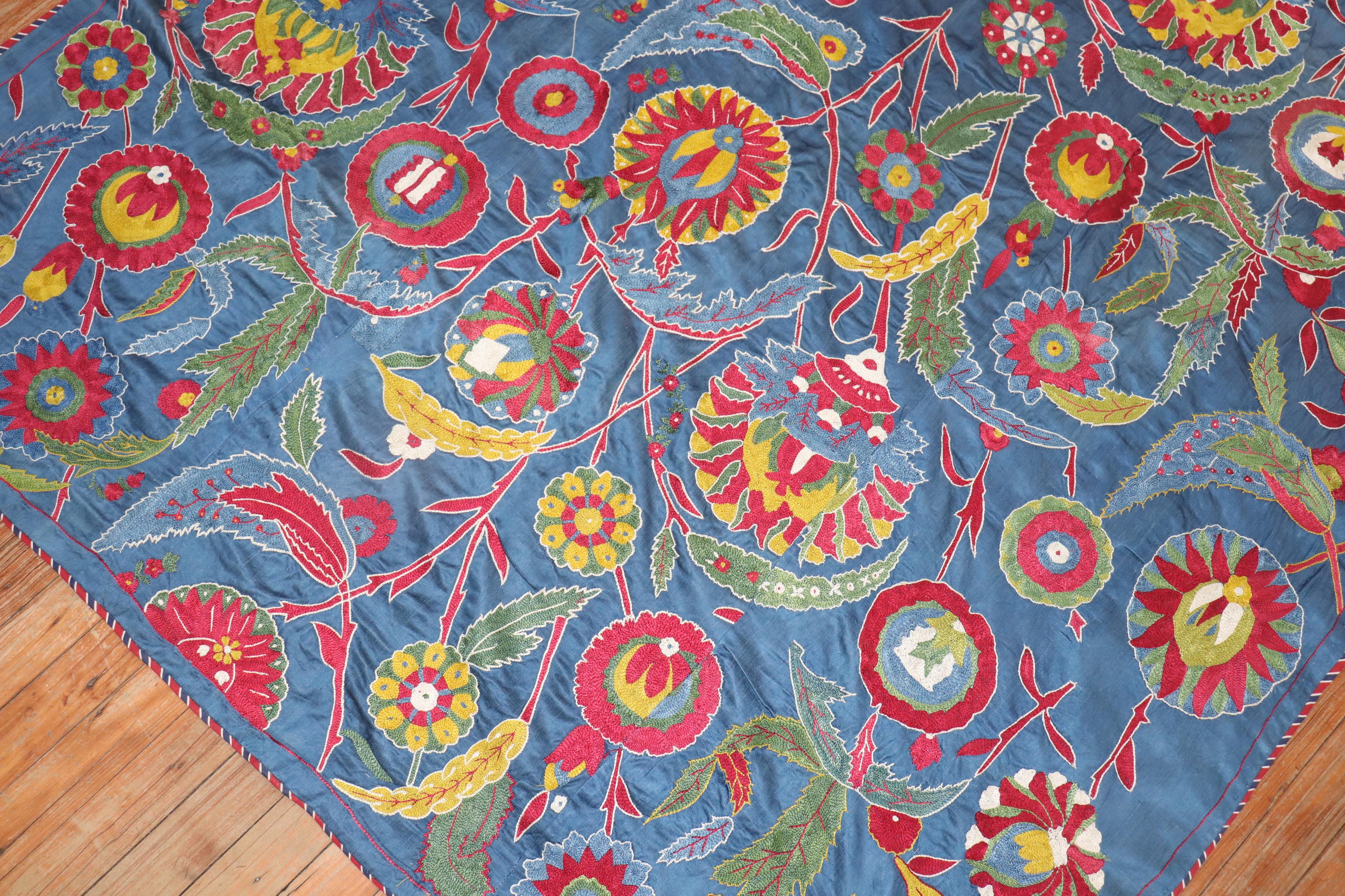 Cotton Colorful Vintage Suzani Embroidery For Sale