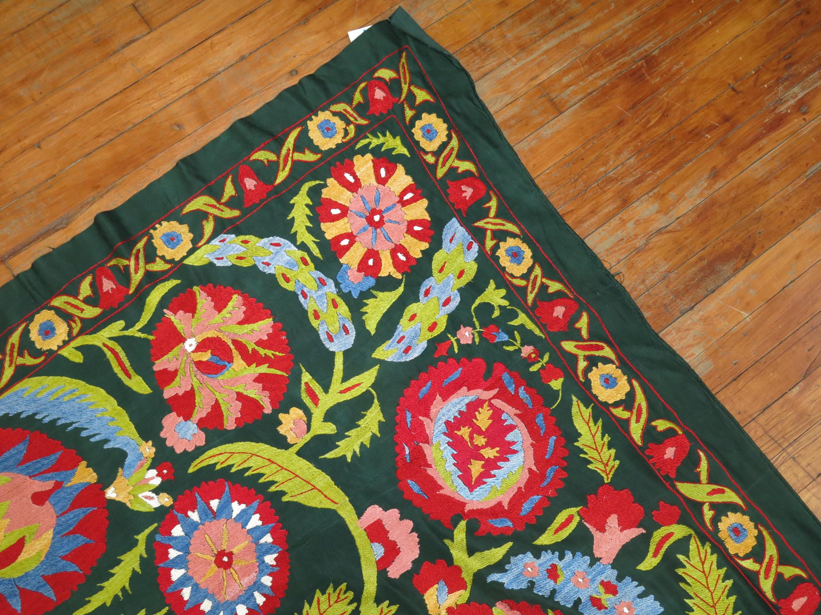 One of a kind colorful square motif Suzanni embroidery.