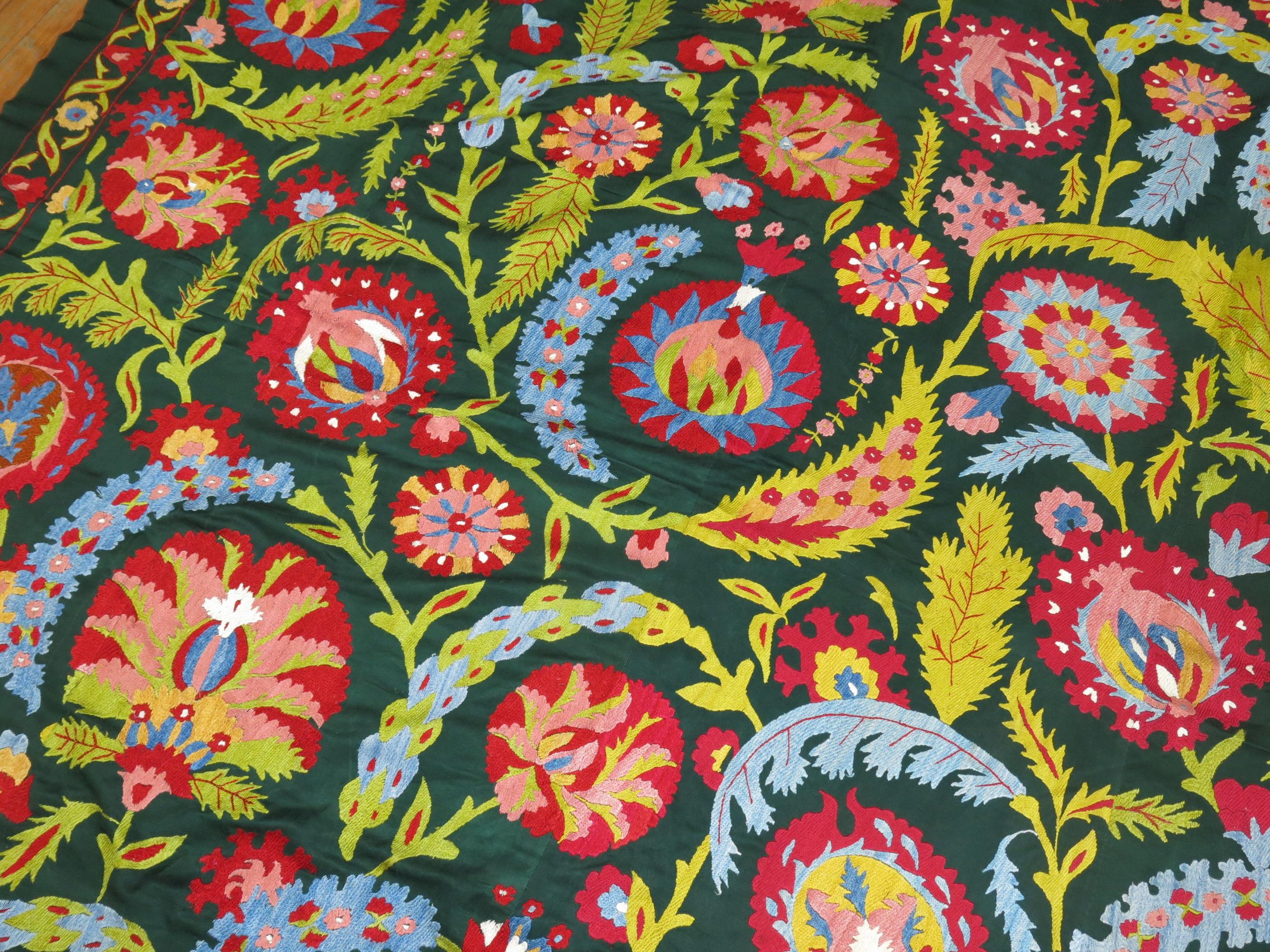 20th Century Colorful Vintage Suzanni Embroidery