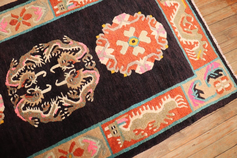 Colorful Vintage Tibetan Rug For Sale at 1stDibs